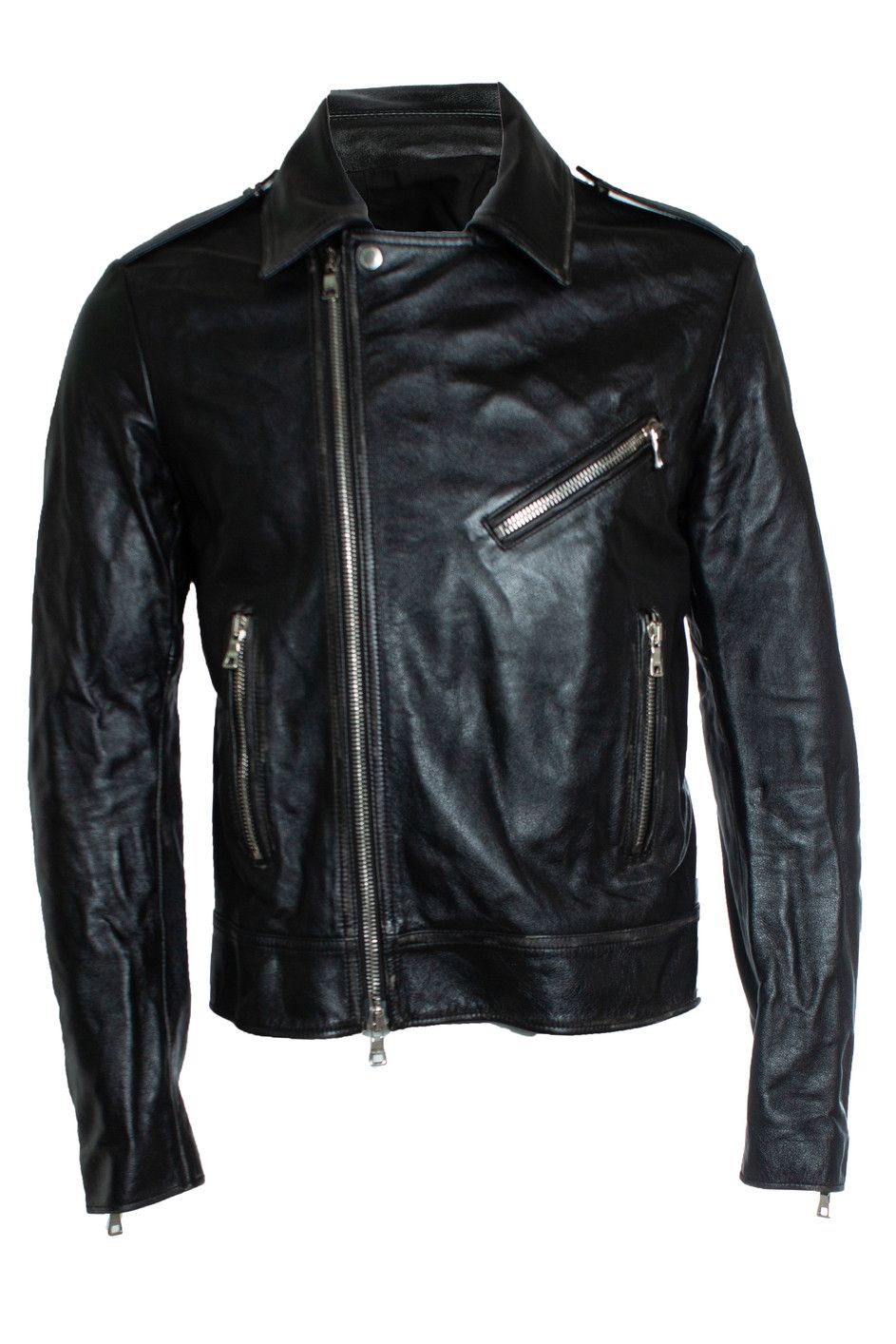 Balmain Balmain, Black leather biker jacket with zippers and logo Size US L / EU 52-54 / 3 - 2 Thumbnail