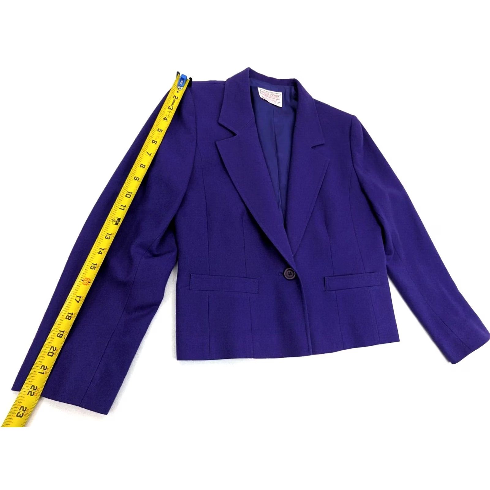 Pendleton Pendleton Blazer Womens Petite 10P Purple Notch Lined Wool Single-Breasted 1-Button Jacket Vintage Shinny Knits Solid Caucasian… Size L / US 10 / IT 46 - 5 Thumbnail