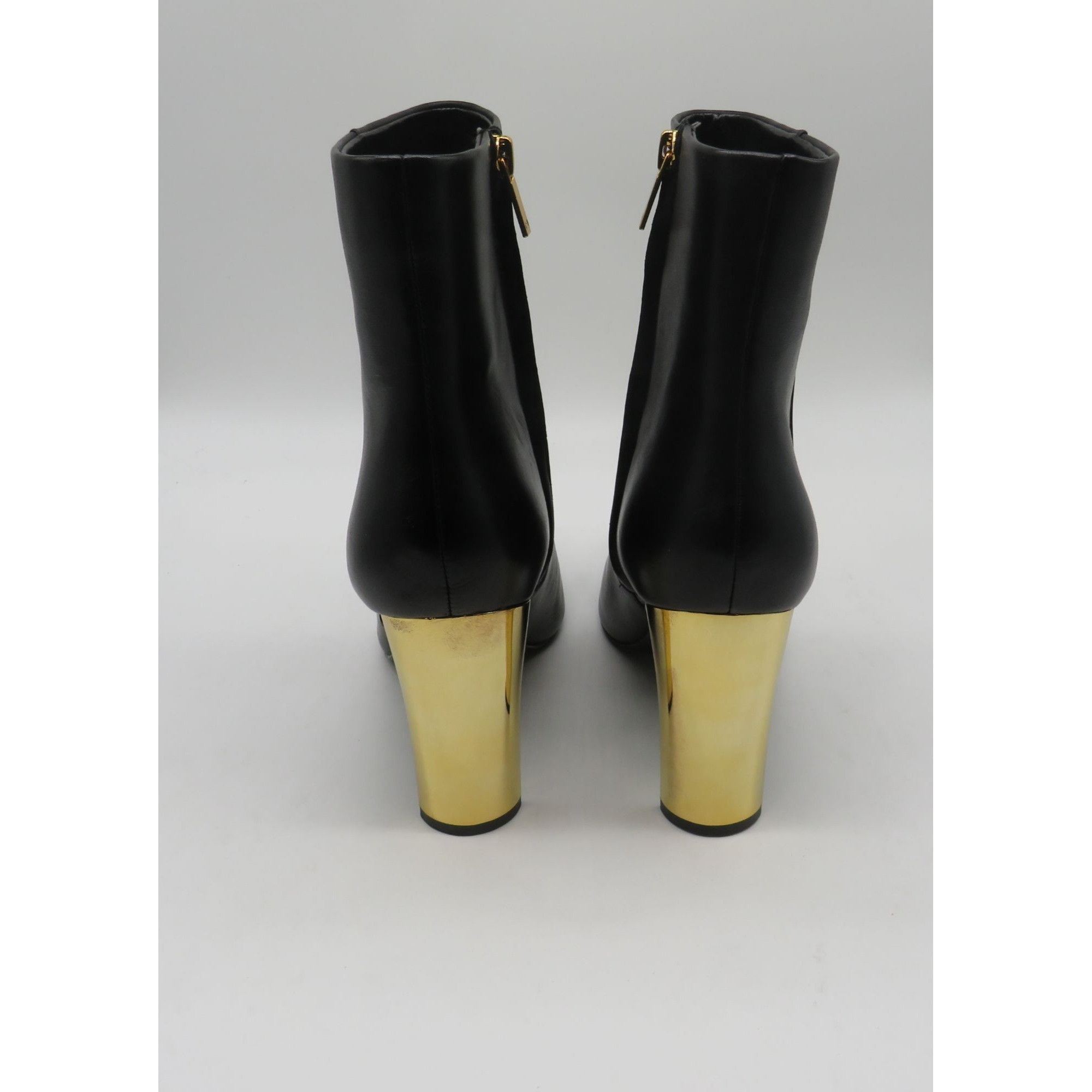Other Marc Fisher Talyna3 Black Leather Ankle Booties Gold Block H Size US 10 / IT 40 - 6 Thumbnail