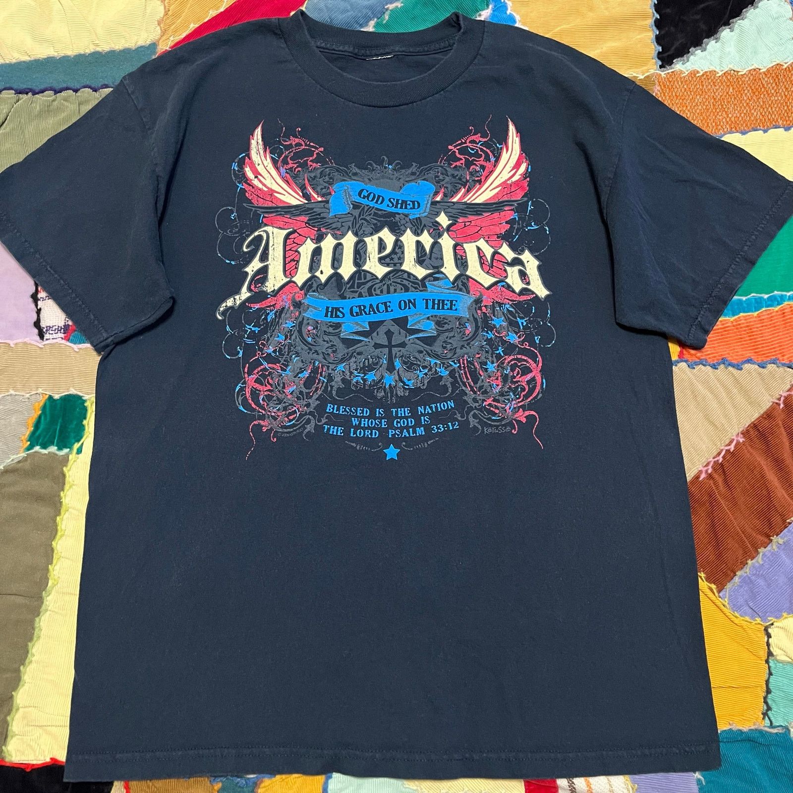 Other Y2K American God Shed His Grace On Thee Jesus Navy Shirt L Size US L / EU 52-54 / 3 - 1 Thumbnail