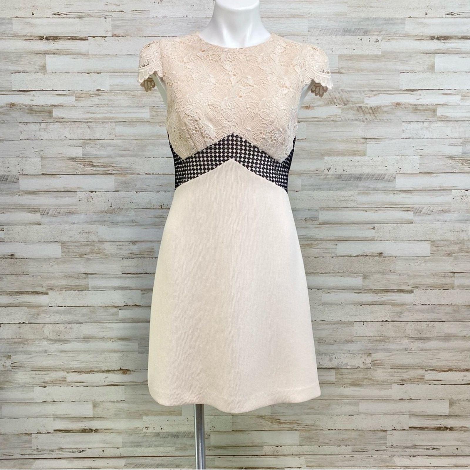 Club Monaco Club Monaco Zulandah Lace Crochet Dress Size 4 Cream Black Size S / US 4 / IT 40 - 3 Thumbnail