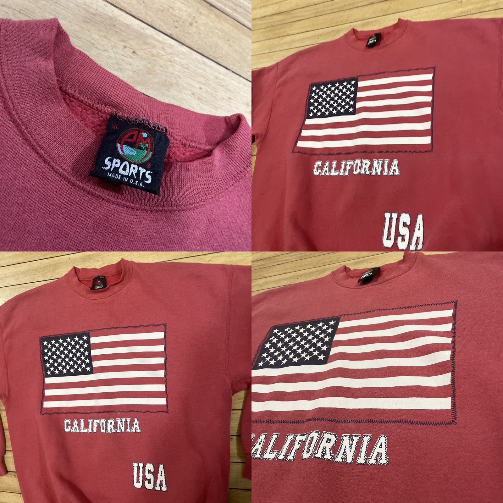 Vintage VINTAGE PM SPORTS USA Sweater Men XL Red American Flag California Soft Knit XL 48"Crew Neck Long Sleeve Pullover Embroidered Logo Size US XL / EU 56 / 4 - 9 Thumbnail