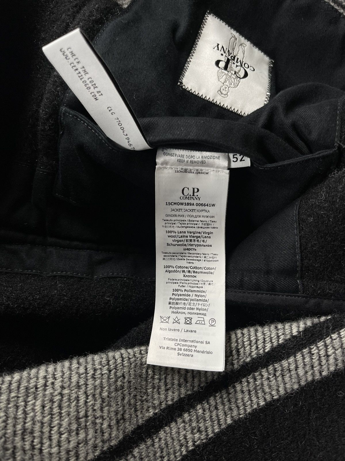 C.P. Company C.P. Company Wool C.P. Duffel Hooded Coat Black Grey Stripe Size US L / EU 52-54 / 3 - 23 Thumbnail