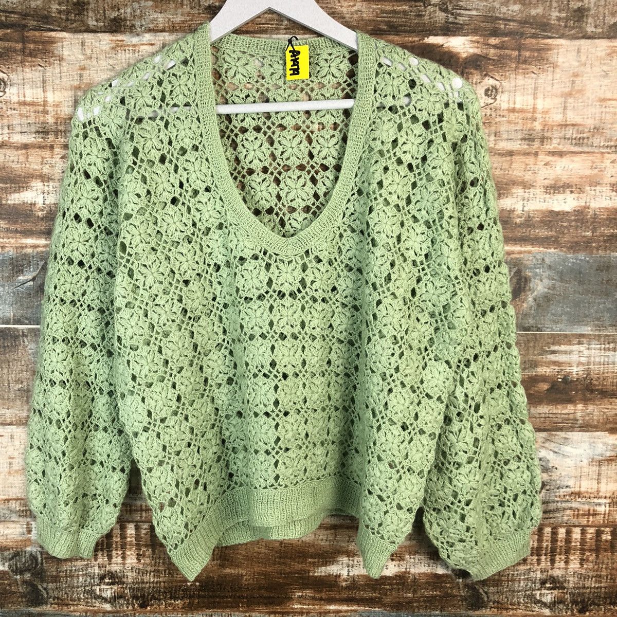 Homespun Knitwear Japan vintage crochet meshnet Green Knitwear #A1979 Size US S / EU 44-46 / 1 - 3 Thumbnail