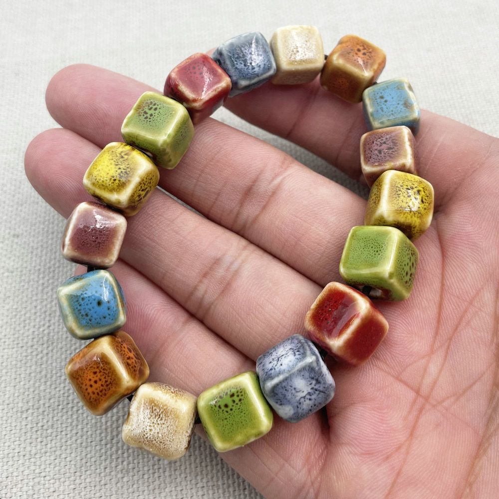 Jewelry MultiColor Ceramic Beaded Bracelet, Handmade Beads Size ONE SIZE - 4 Thumbnail
