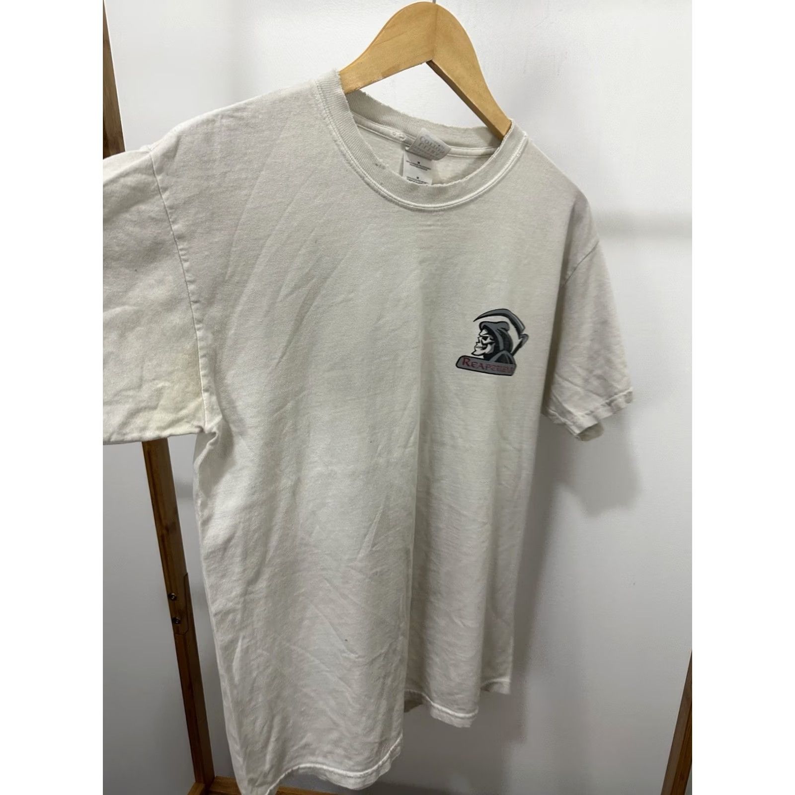Gildan VTG Reaper Motorcycle Life Is Graded On A Curve Worn Distressed T-Shirt M Shirt Mens White Gildan Size US M / EU 48-50 / 2 - 4 Thumbnail
