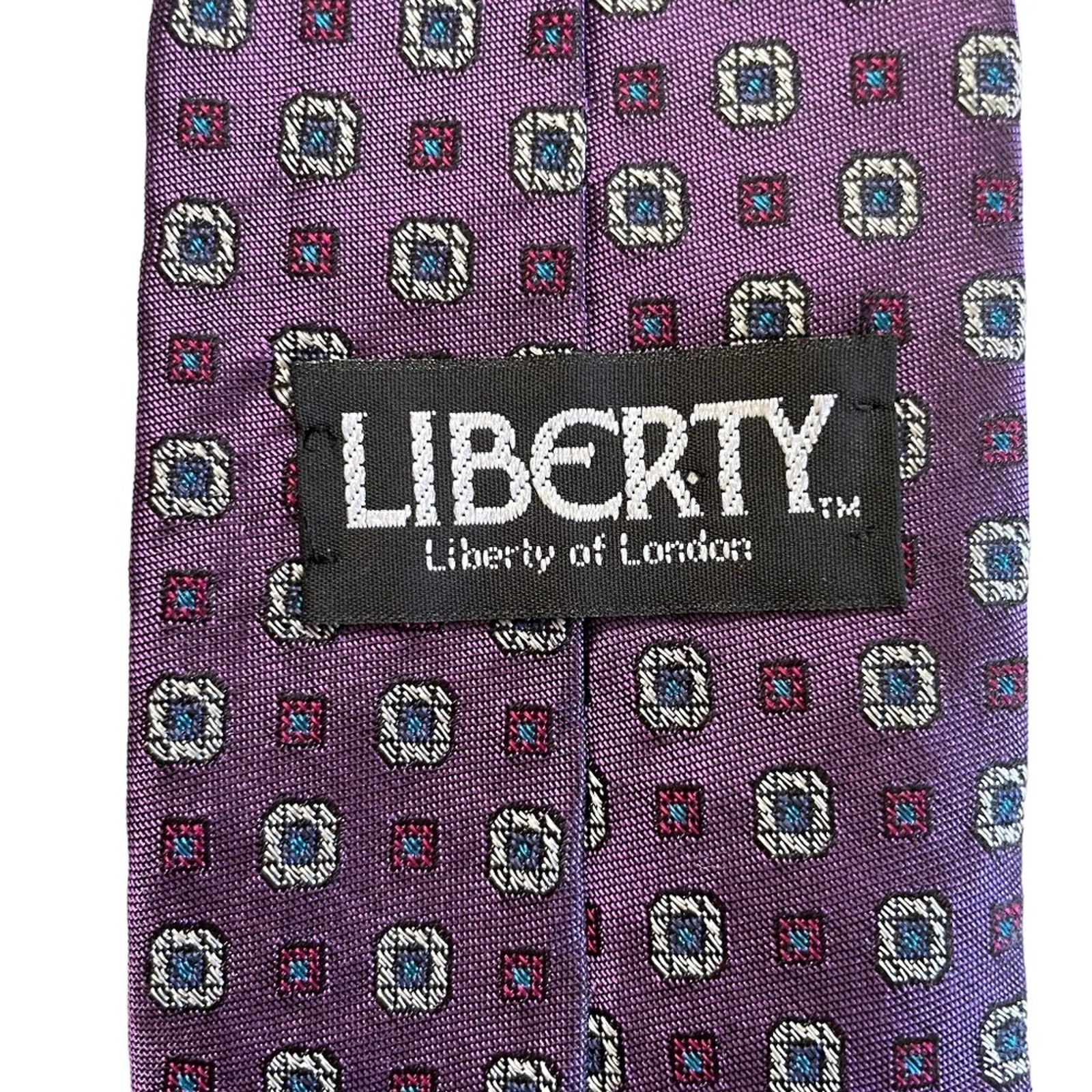 Liberty × Vintage Vintage Liberty of London Purple Foulard Silk Necktie Tie Size ONE SIZE - 7 Thumbnail