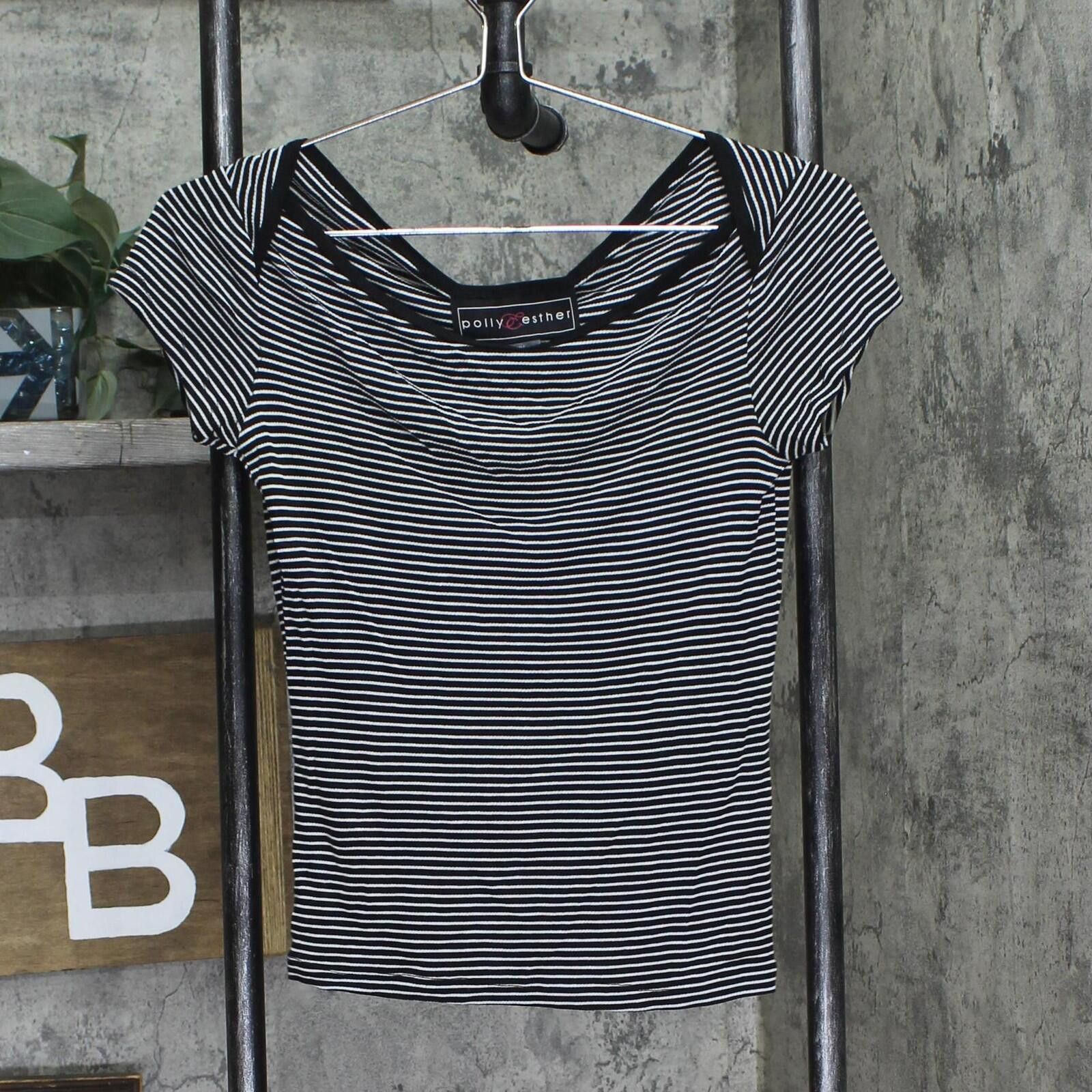 Other Nwt Polly & Esther Neck Skimmer T-shirt Top Black / White M Size M / US 6-8 / IT 42-44 - 1 Thumbnail