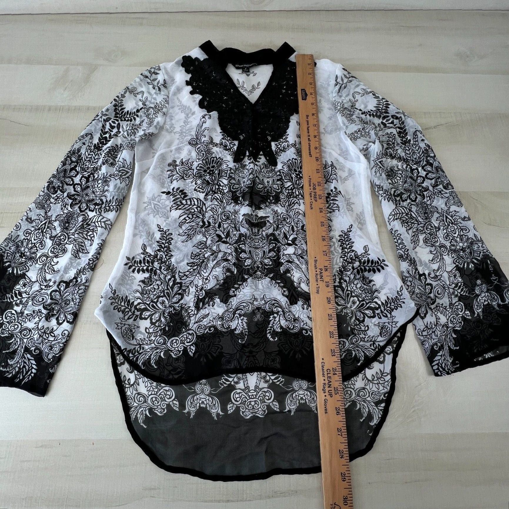 Vintage Sharagano Womens Semi Sheer Blouse Small White Black Boho Shirt Size S / US 4 / IT 40 - 7 Thumbnail