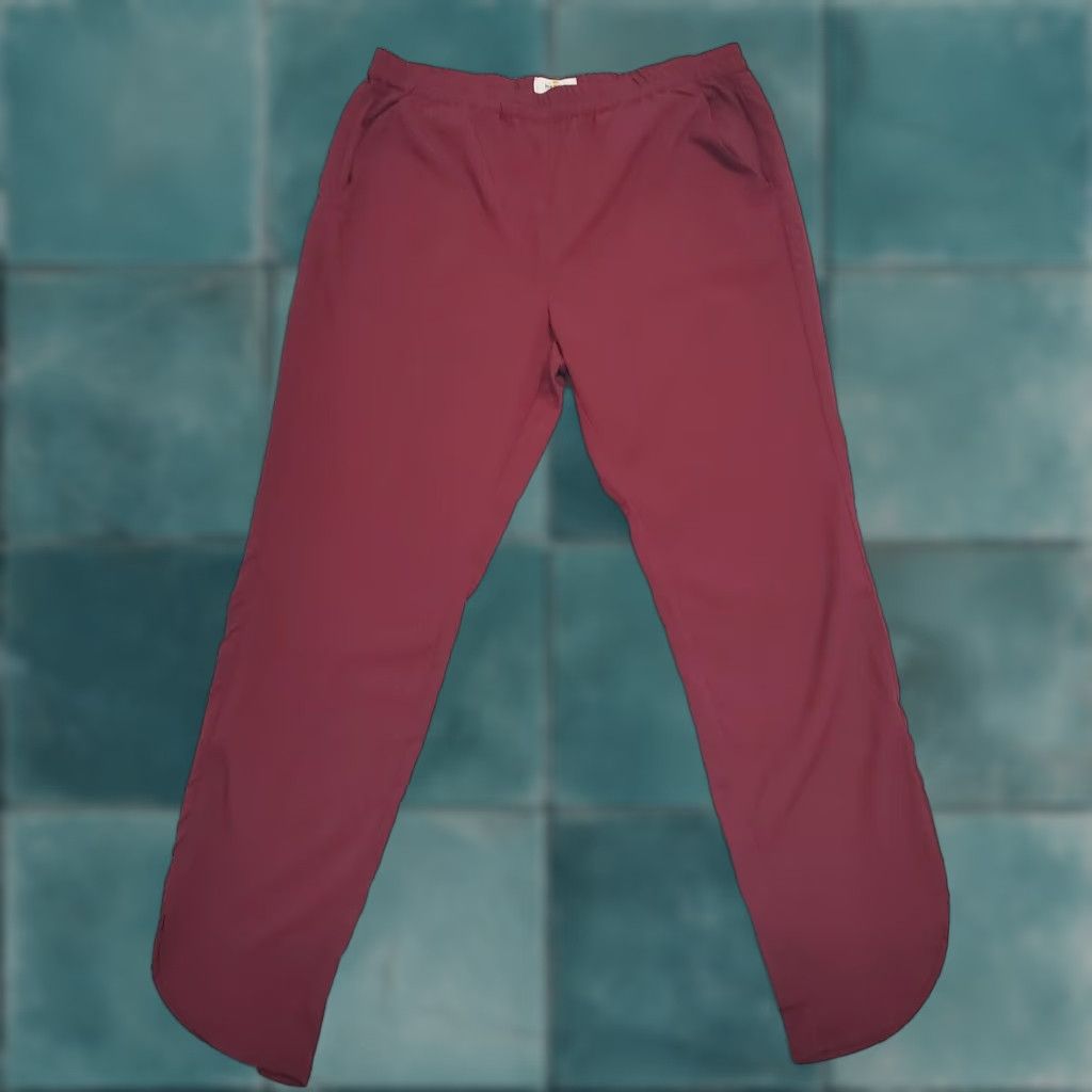 Marine Layer VINTAGE Marine Layer Pants Womens M Burgundy Allison Elastic Waist Tulip Hem Lightweight Size 32" / US 10 / IT 46 - 1 Thumbnail