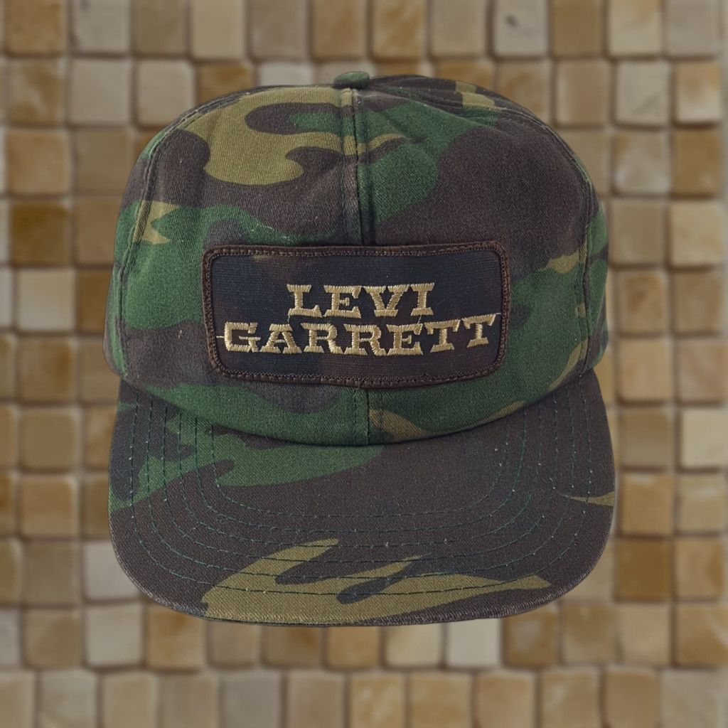 Vintage VINTAGE Levi Garrett Camo Snapback Hat | Adjustable One Size | Green | 80s 90s USA Outdoors Mens Size ONE SIZE - 1 Thumbnail
