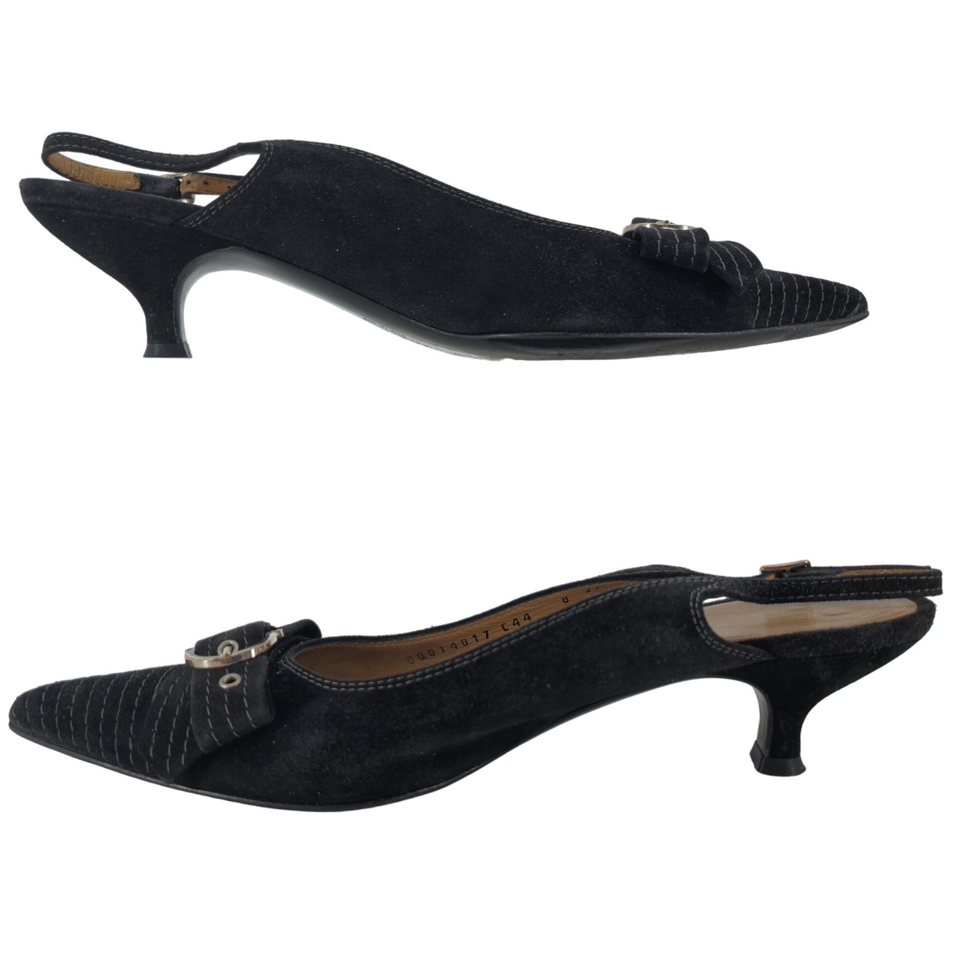 Salvatore Ferragamo Vintage Salvatore Ferragamo Black Striped Suede Formal Sling Size US 8 / IT 38 - 6 Thumbnail