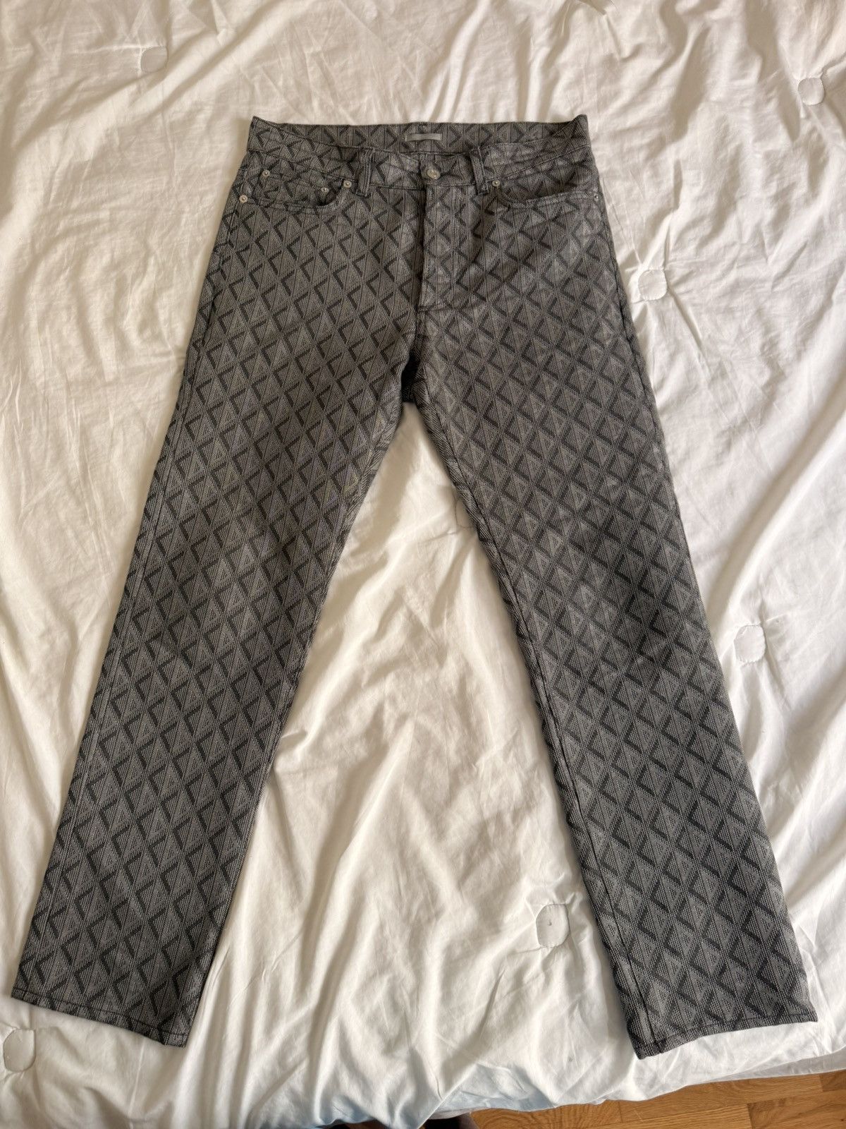 Christian Dior Monsieur Dior Men CD Diamond Grey Jacquard Straight Jeans - Size 30 Size US 30 / EU 46 - 3 Thumbnail