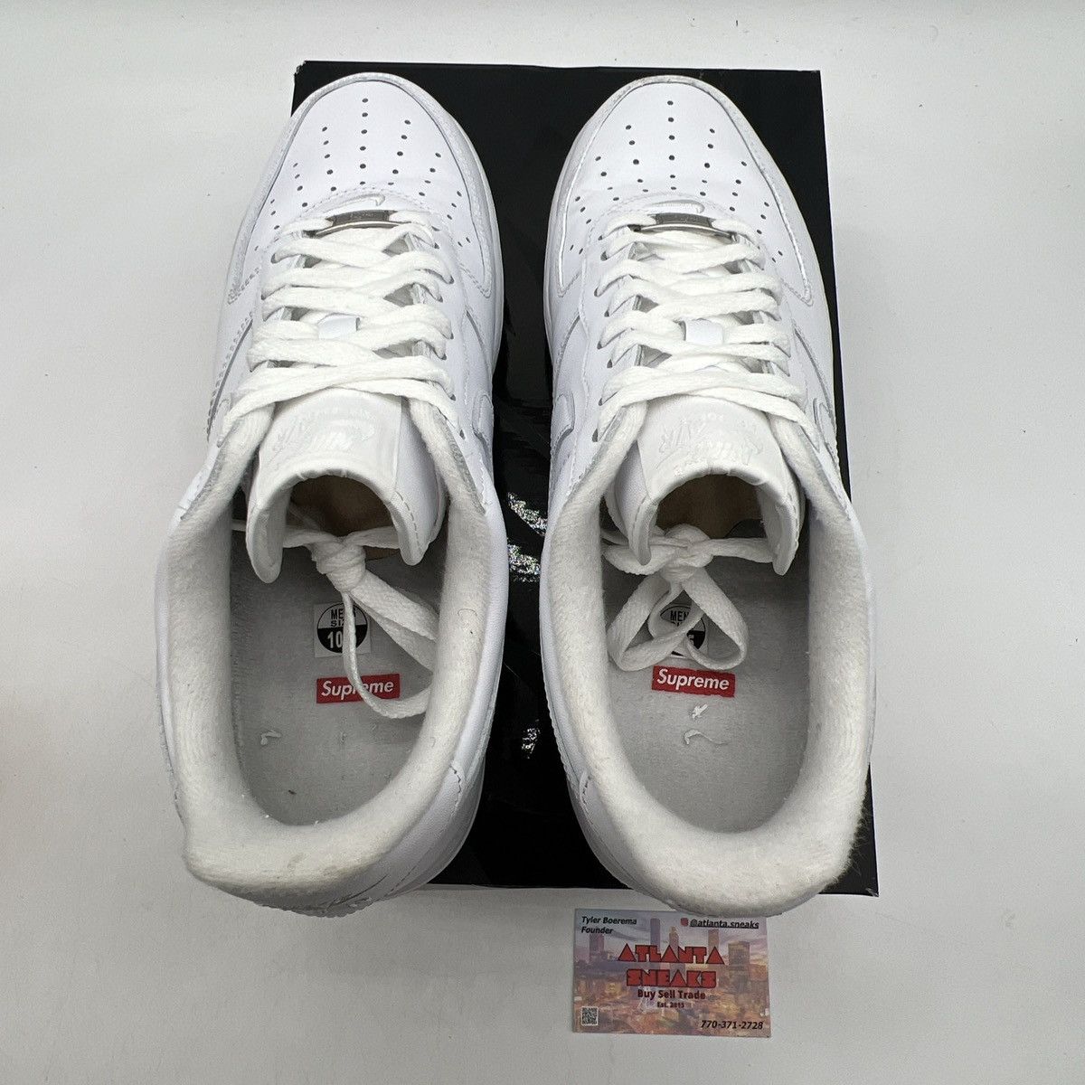 Nike Supreme x air force 1 box logo white Size US 10.5 / EU 43-44 - 7 Thumbnail