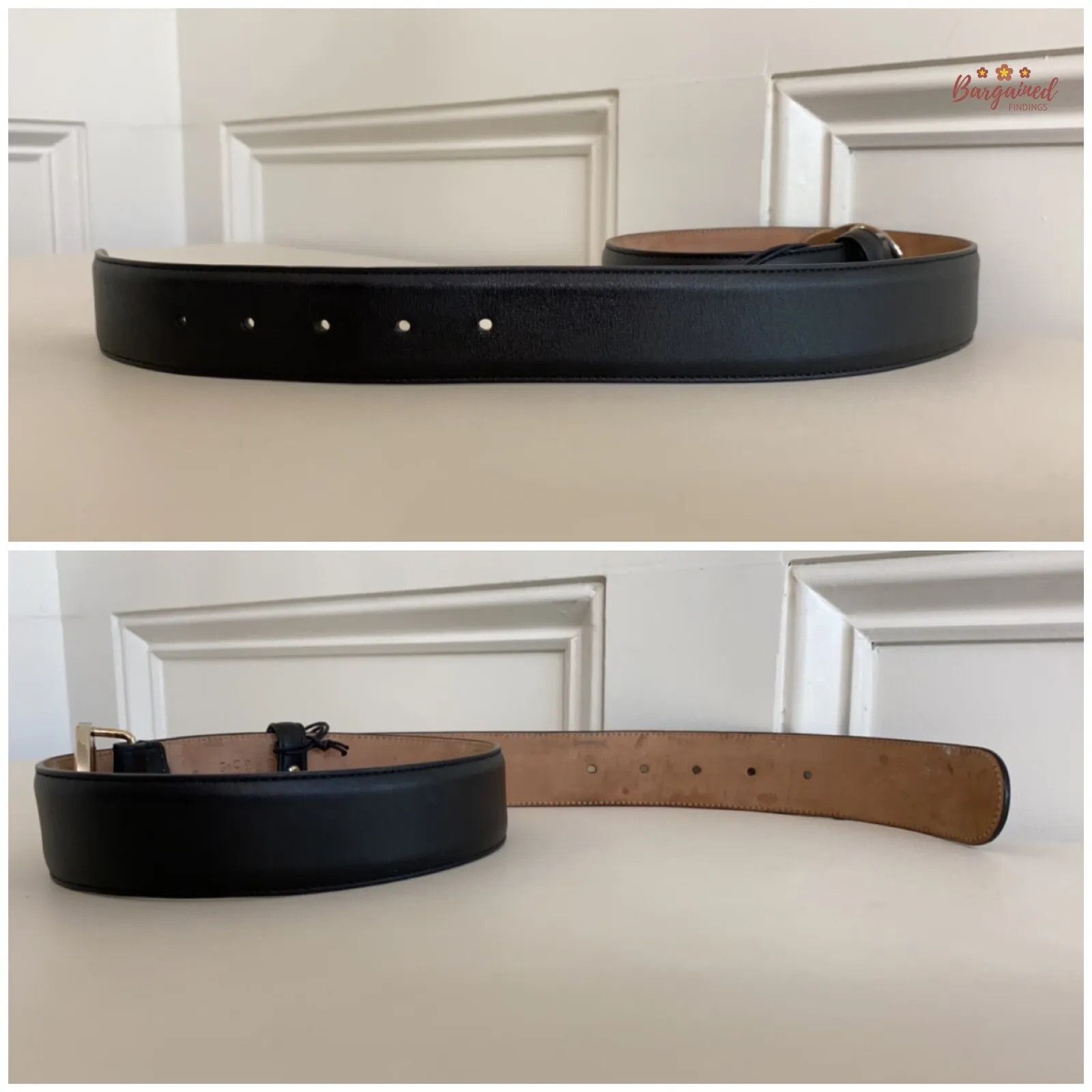 Gucci Calfskin Leather Silver Interlocking G Buckle Belt