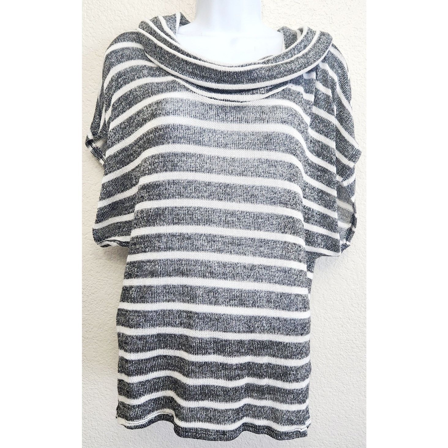 Other Papaya Gray Metallic Striped Cowl Neck Sweater Top Large Size L / US 10 / IT 46 - 1 Thumbnail