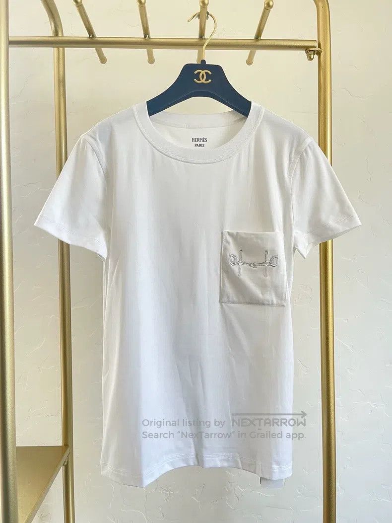 Hermes Hermes White Classic Short-sleeved Shirt Size XS / US 0-2 / IT 36-38 - 1 Thumbnail