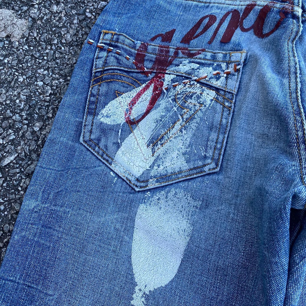 Japanese Brand Vintage Geronimo Indiana American Culture Flare Denim Size US 31 - 15 Thumbnail