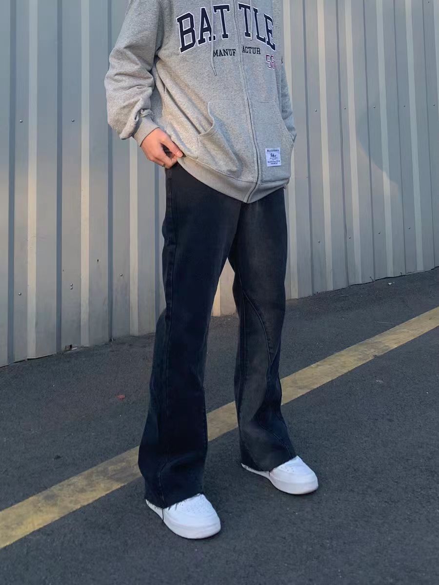 Vintage washed gradient slightly flared jeans