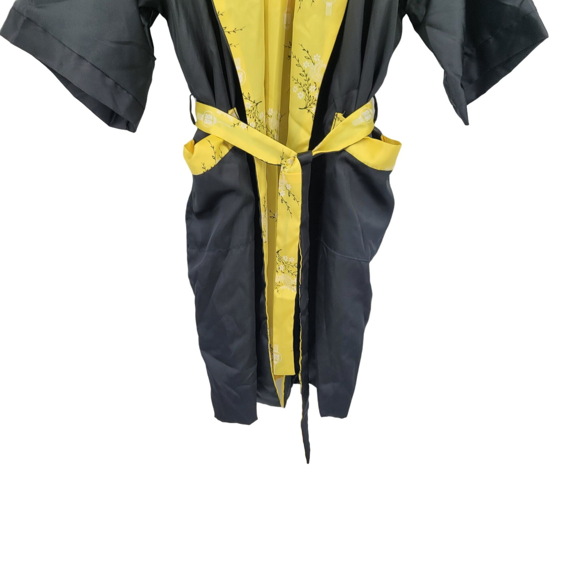 Japanese Brand Reversible Kimono Robe L Black Embroidered Dragon Yellow Flo Size US L / EU 52-54 / 3 - 19 Thumbnail