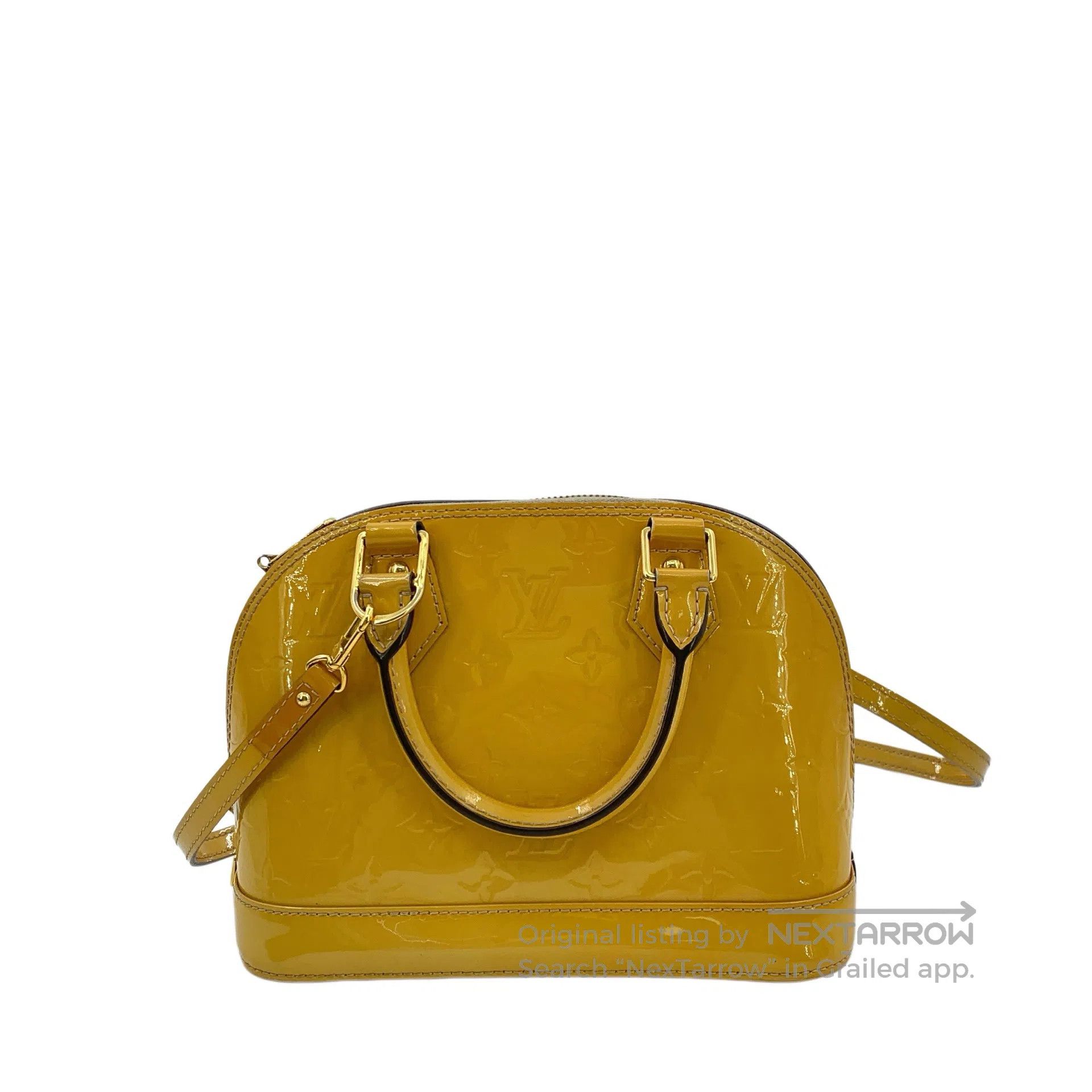 Louis Vuitton Louis Vuitton Yellow Patent Leather Logo Embossed Shell Ba Size ONE SIZE - 4 Thumbnail