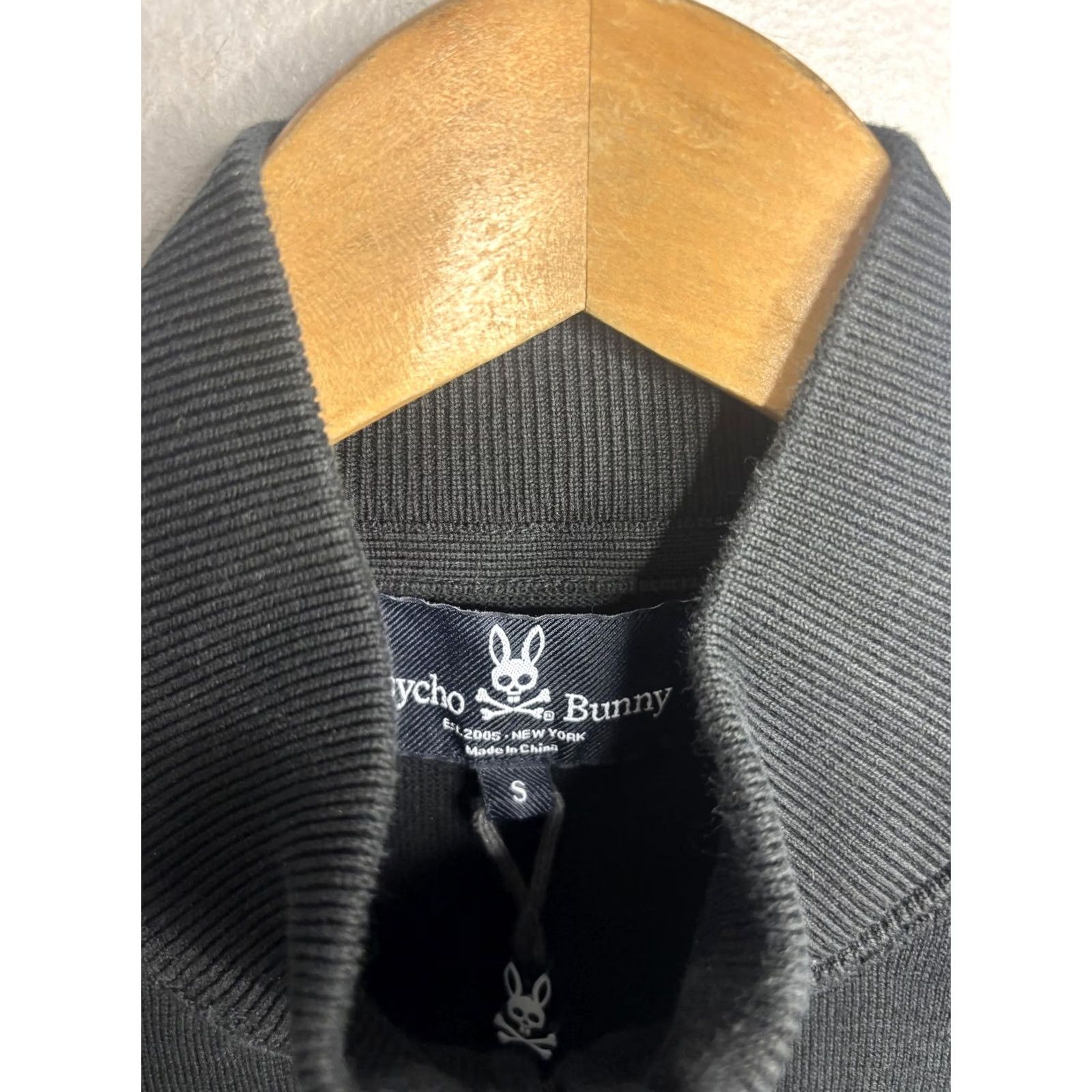 Psycho Bunny Psycho Bunny Jacket Mens Small Black Knit Full Zip Embroidered Bunny Skull Sweater Size US S / EU 44-46 / 1 - 4 Thumbnail