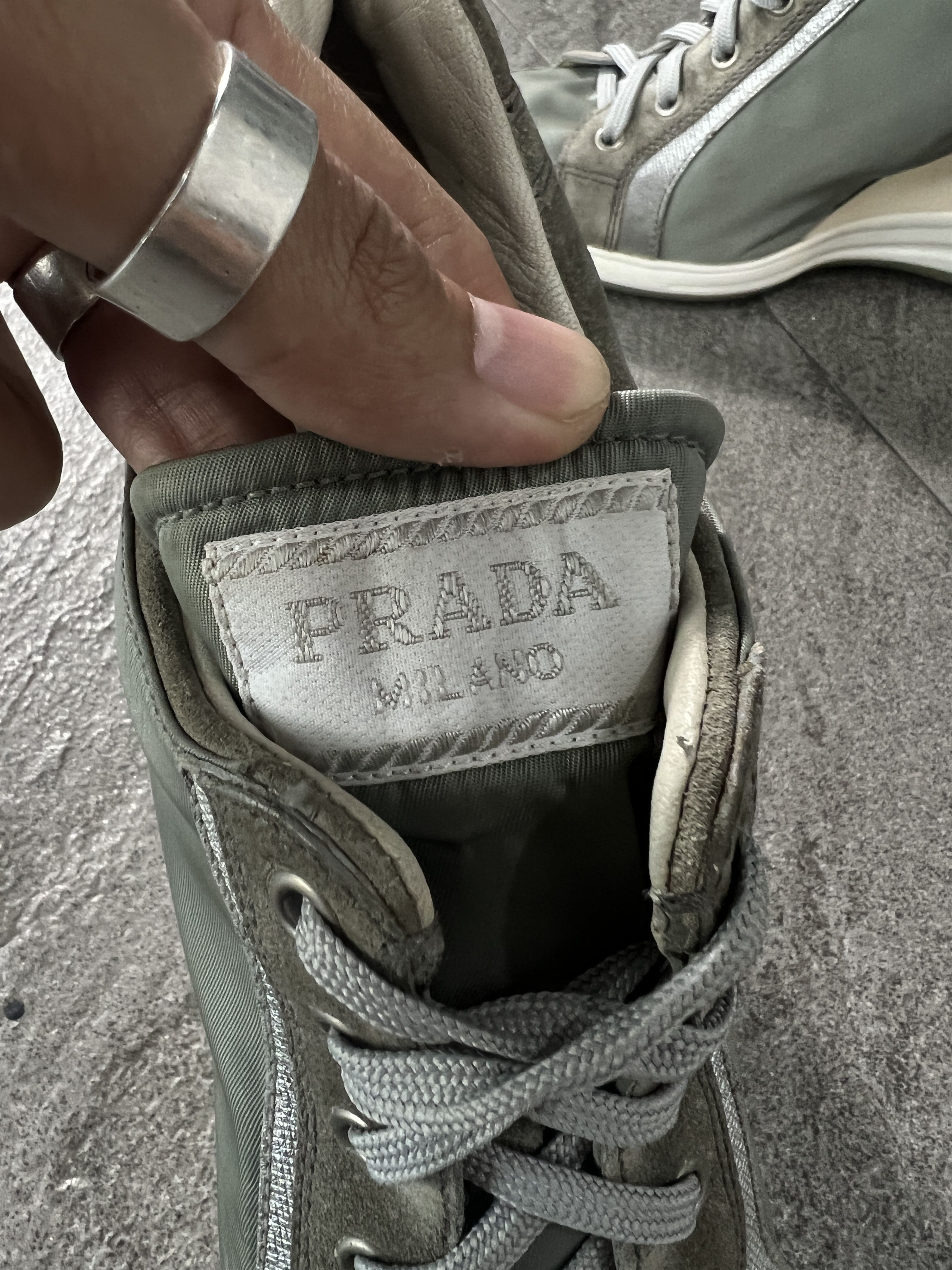 Prada Prada Nylon Suede Wedge Sneakers Sage Green EU37 Size US 7 / IT 37 - 8 Thumbnail