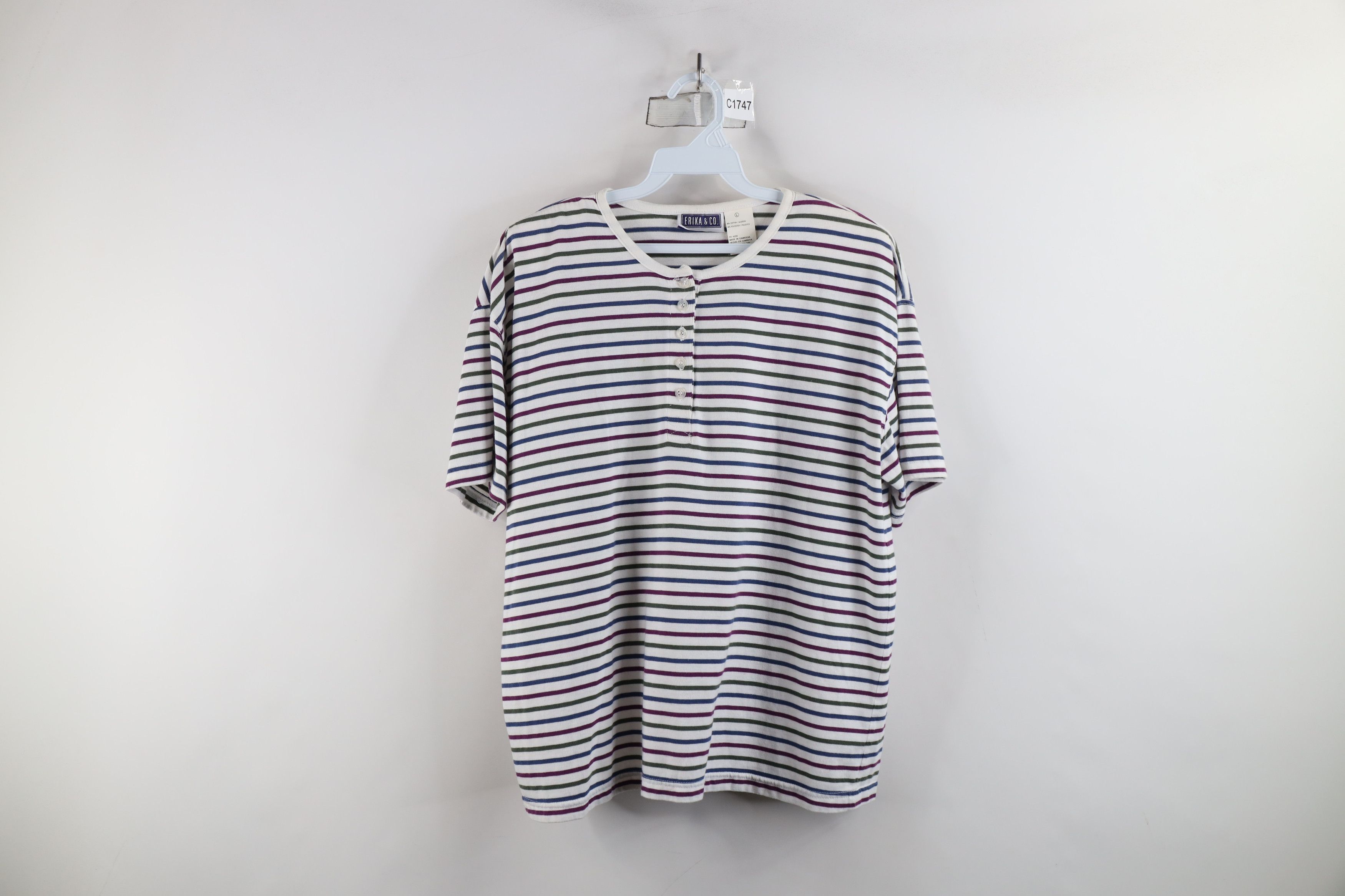 Vintage Vintage 90s Streetwear Knit Short Sleeve Henley T-Shirt Size L / US 10 / IT 46 - 1 Thumbnail