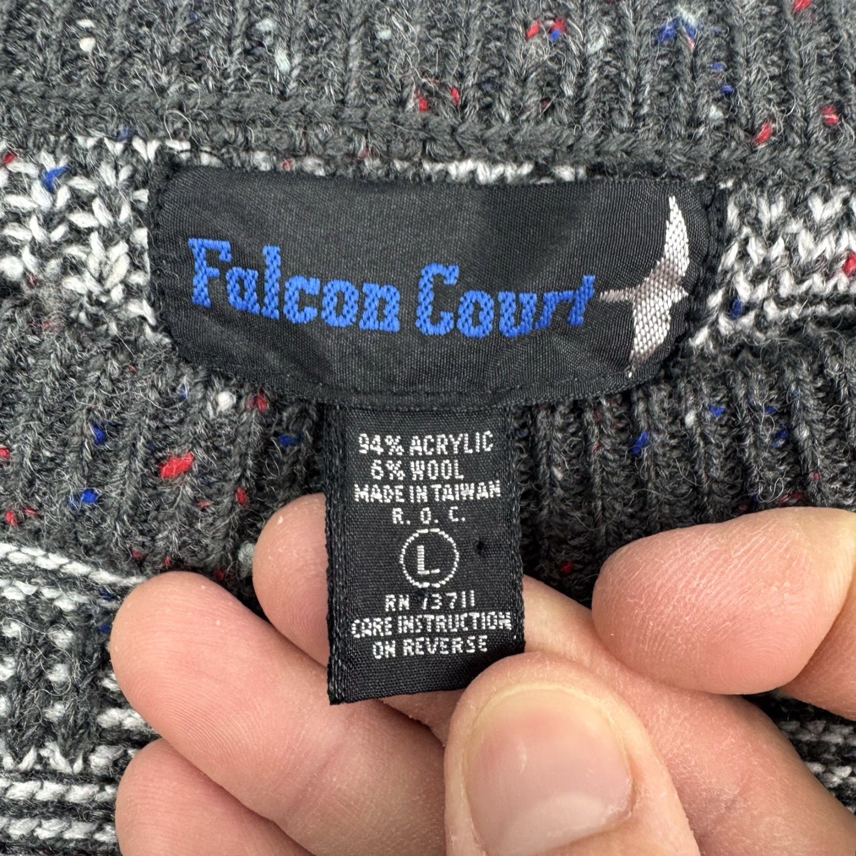 Vintage VINTAGE Falcon Court Sweater Adult Large Gray Knit Pullover 80s Classic Mens Size US L / EU 52-54 / 3 - 3 Thumbnail