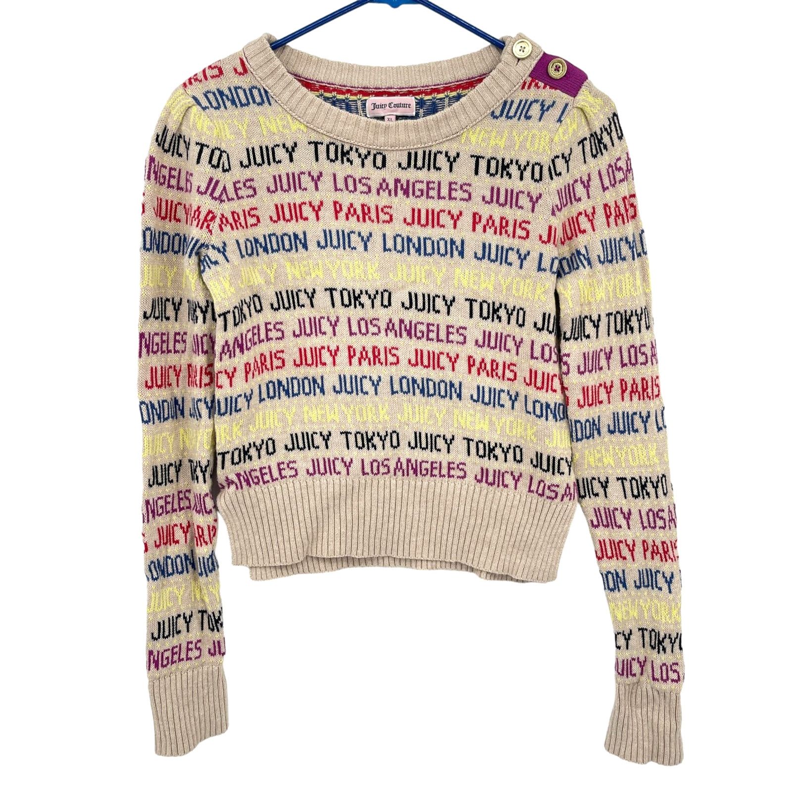 Juicy Couture Juicy Couture Logo Word Sweater Puff Shoulders Cotton XS/S Size S / US 4 / IT 40 - 1 Thumbnail