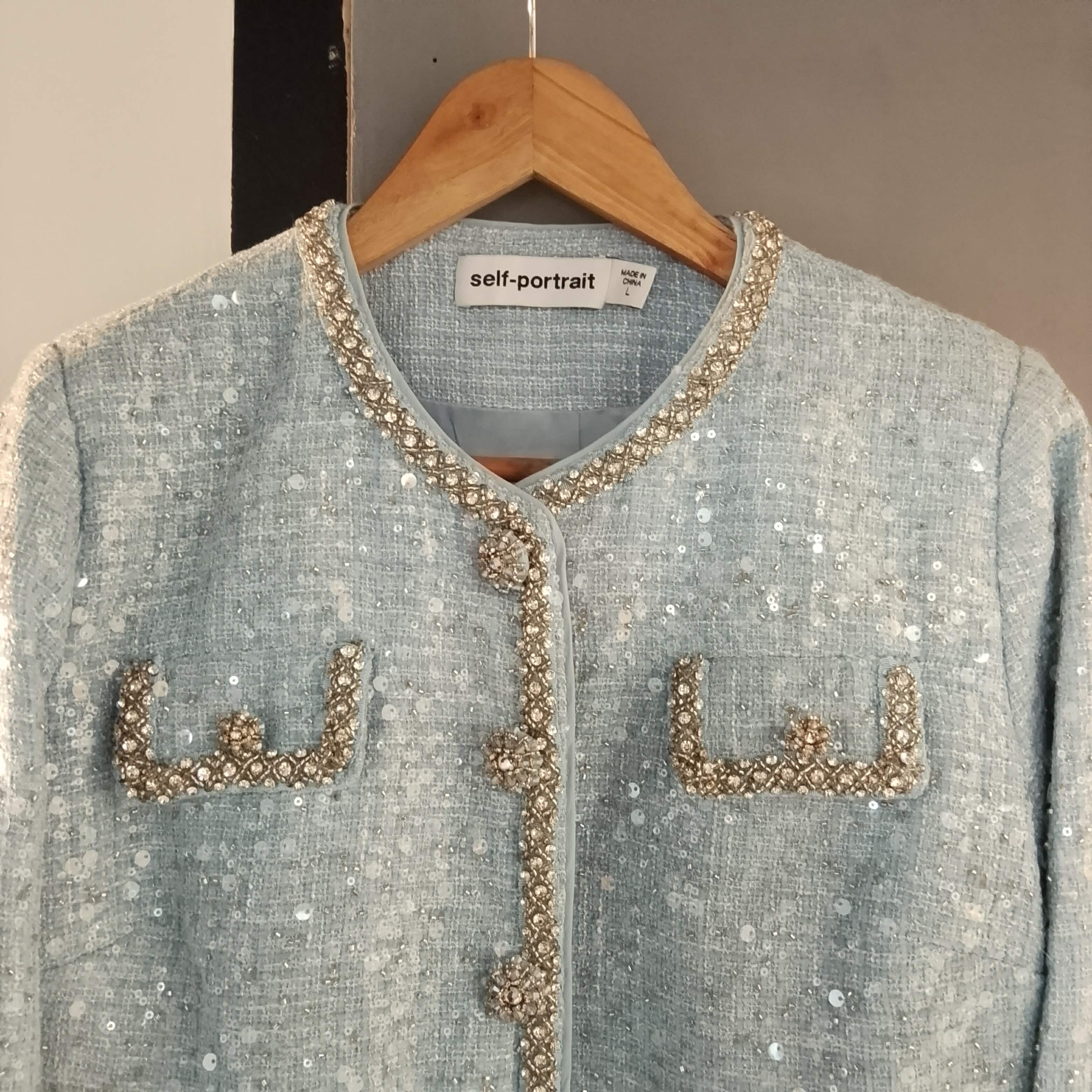 Self-Portrait Self-portrait Sequinned Bouclé-Tweed Jacket Size L / US 10 / IT 46 - 2 Thumbnail