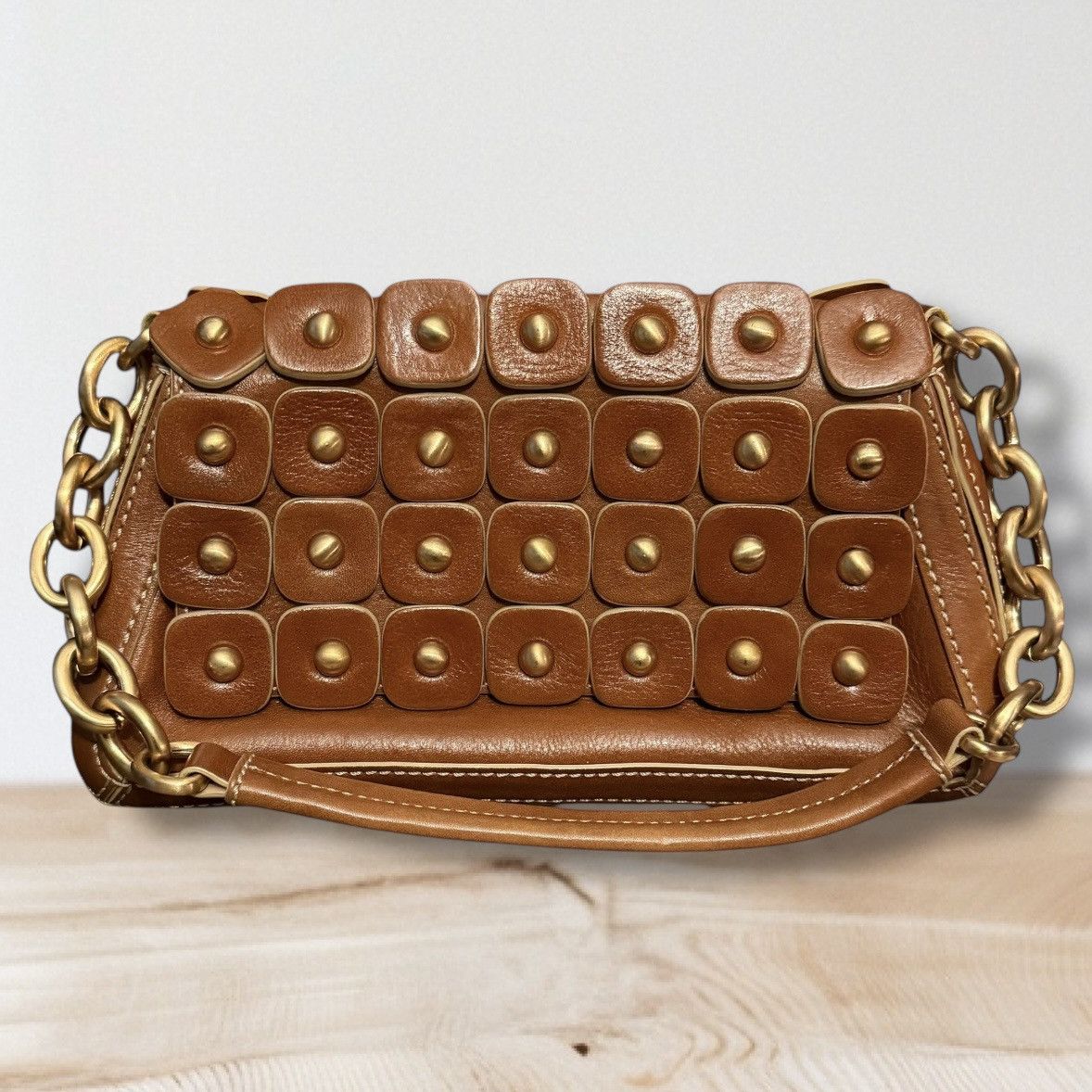 Other Maxx New York leather caramel brown gold chain studded bag Size ONE SIZE - 1 Thumbnail