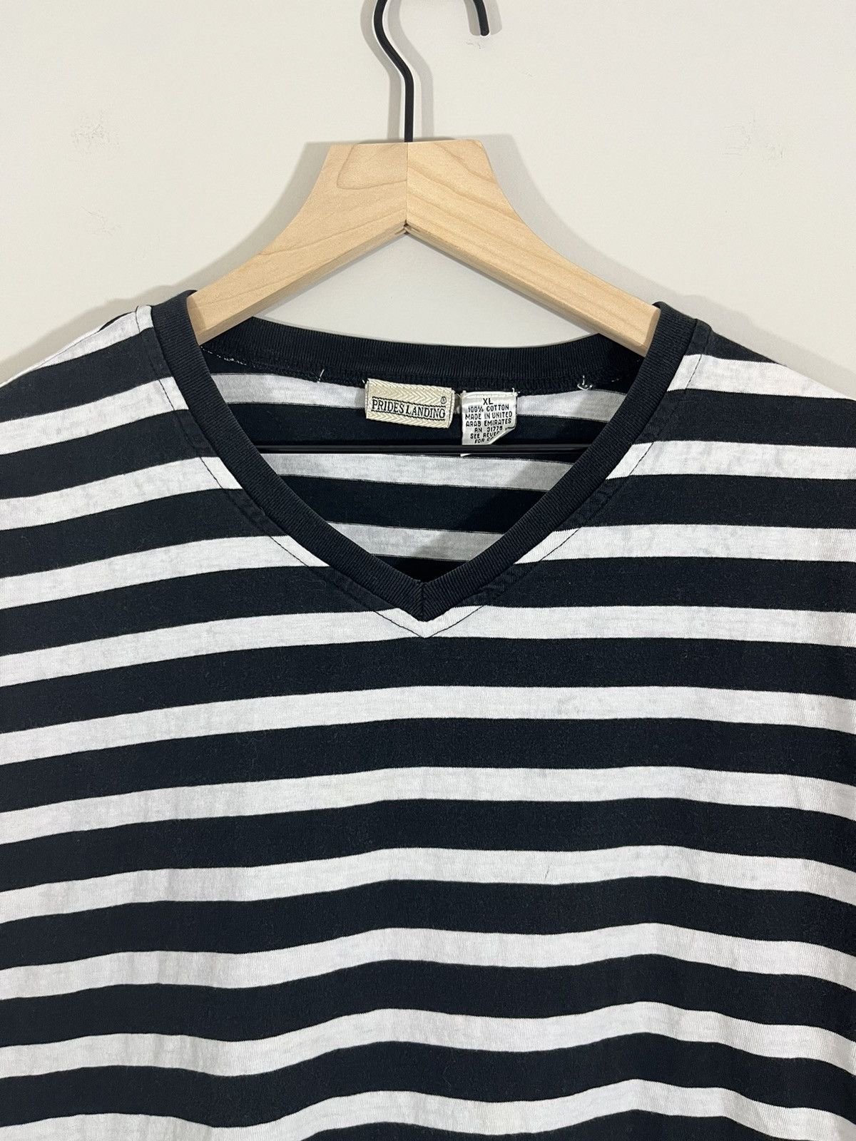Vintage Basic Blank Prisoner Stripe V Neck Y2K Tee Size US XL / EU 56 / 4 - 2 Thumbnail