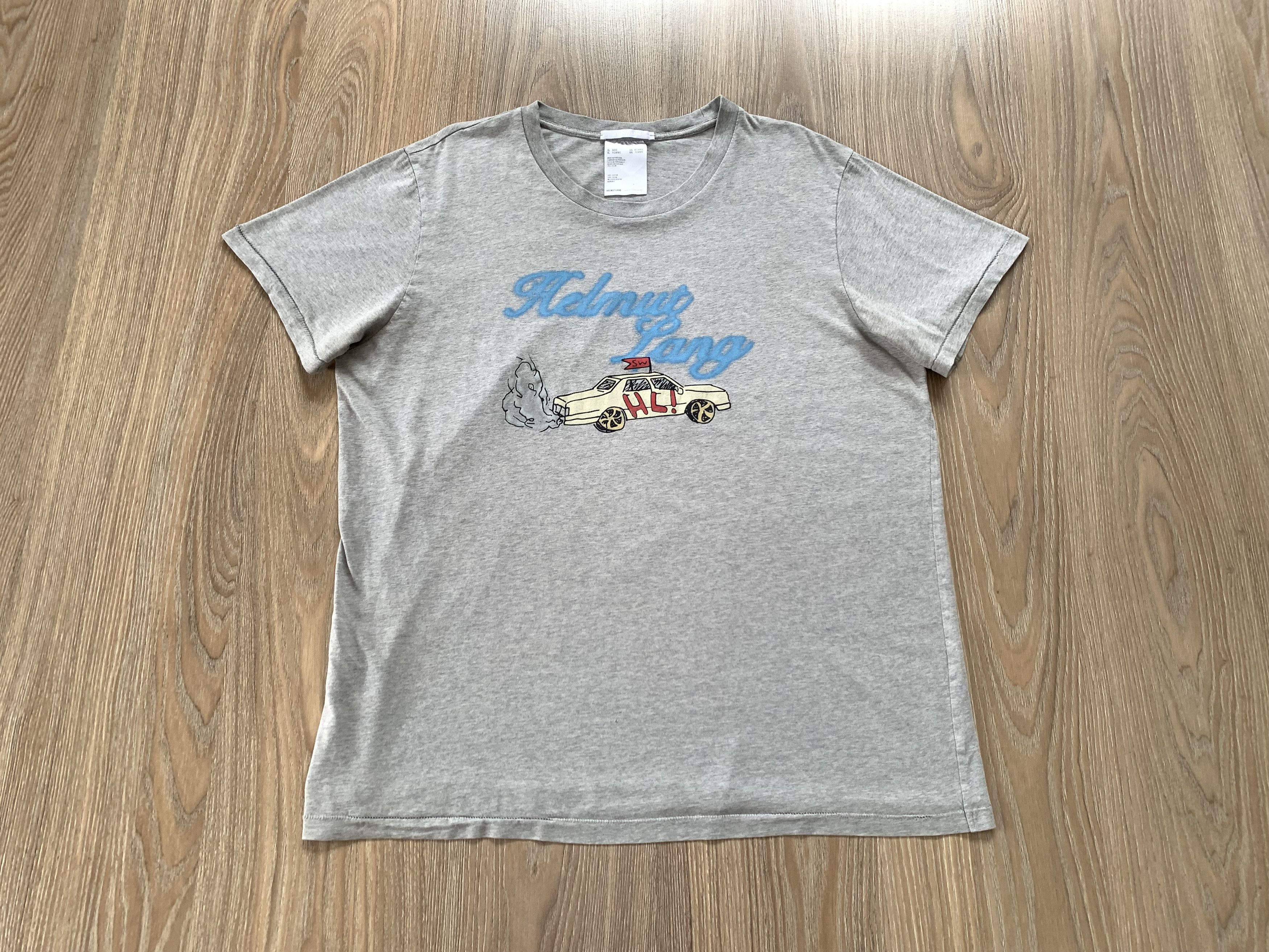 Helmut Lang Helmut Lang Graphic Car Print Grey T-Shirt “HL!” Size US XL / EU 56 / 4 - 2 Thumbnail