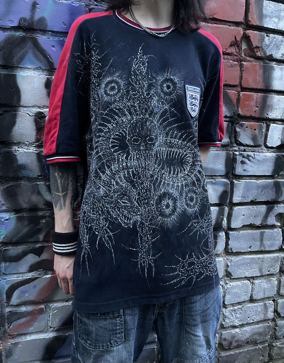Ecko Unltd. Cyber neotribal dragon 1of1 custom skull england vintage tee Size US L / EU 52-54 / 3 - 5 Thumbnail
