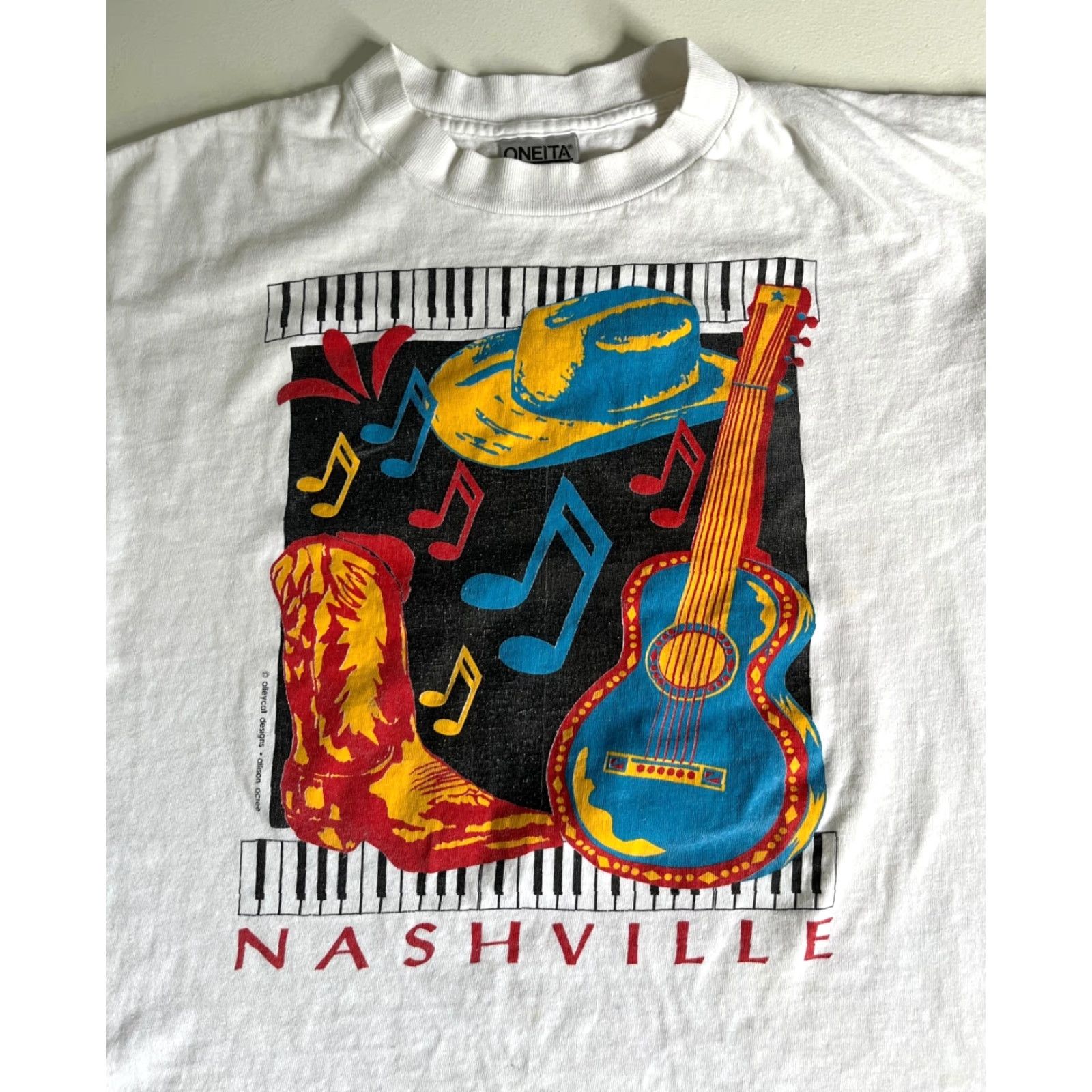 Vintage VINTAGE Nashville Alleycat Designs Graphic T-Shirt Music Sz L Size US L / EU 52-54 / 3 - 3 Thumbnail