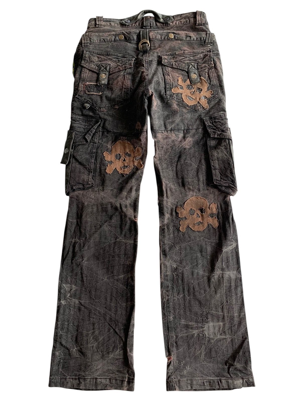 If Six Was Nine FLARE RAIN DOUBLE WAIST PUNK SKULL CUSTOM DISTRESSED DENIM Size US 28 / EU 44 - 3 Thumbnail