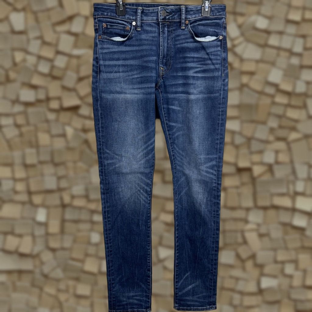 American Eagle Outfitters VINTAGE? No — (not vintage) American Eagle Next Level Airflex Jeans Slim Straight Medium Wash 30x34 Men’s Size US 30 / EU 46 - 1 Thumbnail