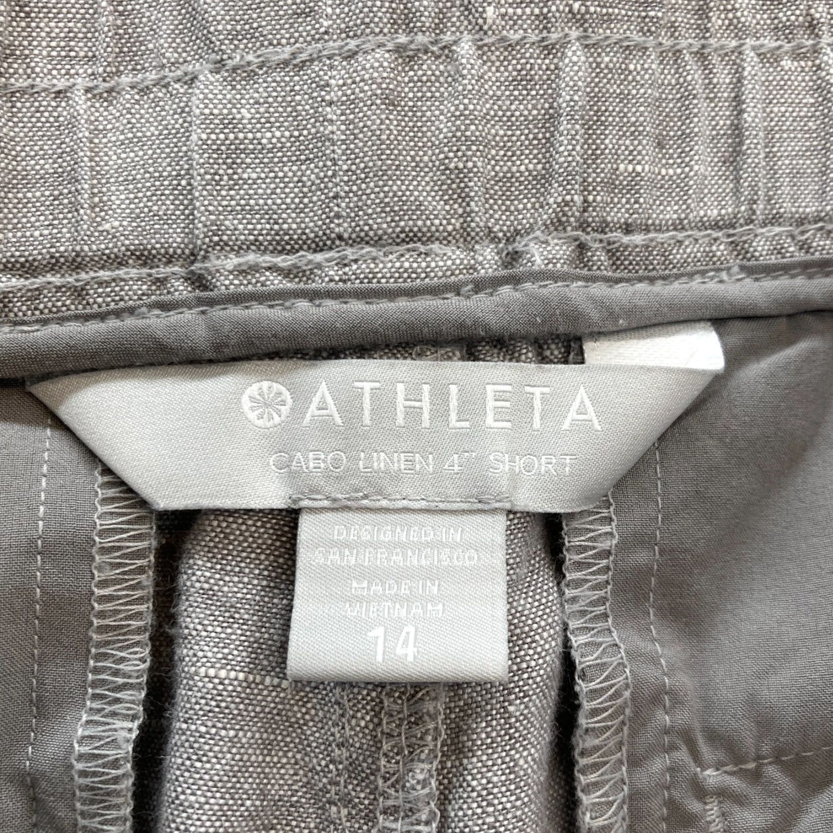 Athleta Athleta Cabo Linen 4" Short Women's 14 Gray Lightweight Drawstring Beach Preppy Linen Chino Shorts Mens? No, Women. Size 36" / US 14 / IT 50 - 4 Thumbnail