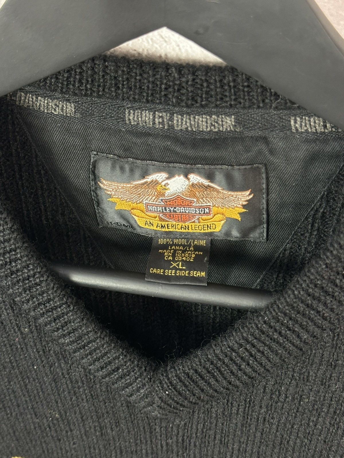 Vintage Vintage Harley Davidson Wool Made in Japan Sweater Size XL / US 12-14 / IT 48-50 - 3 Thumbnail