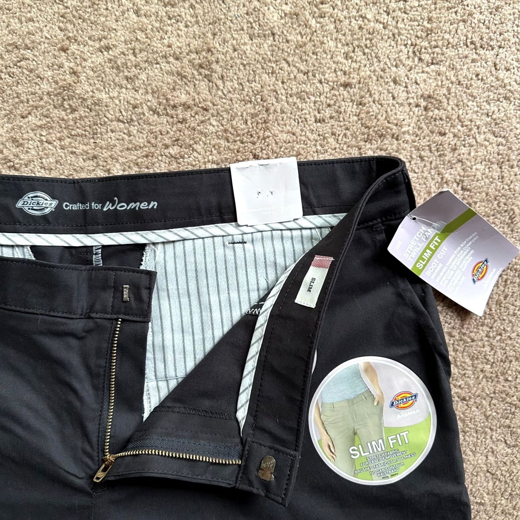 Dickies Dickies Pants Womens 18 (38x28) Slim Fit Bootcut Black Twill Work High Rise Size 26" / US 2 / IT 38 - 4 Thumbnail
