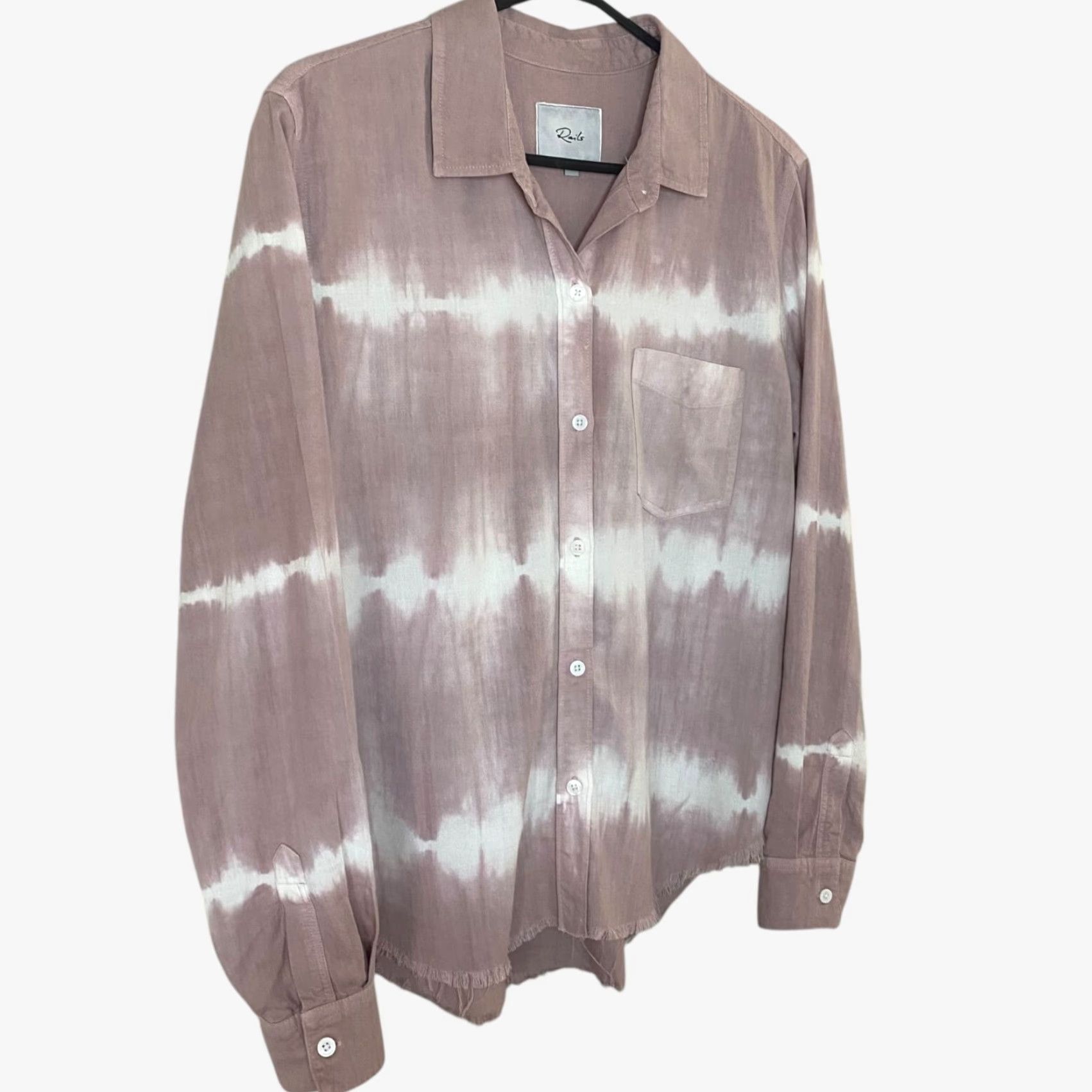 Rails Rails Ingrid Raw-Hem Shirt Women's M Pink & White Tie-Dye Button-Up Size M / US 6-8 / IT 42-44 - 3 Thumbnail