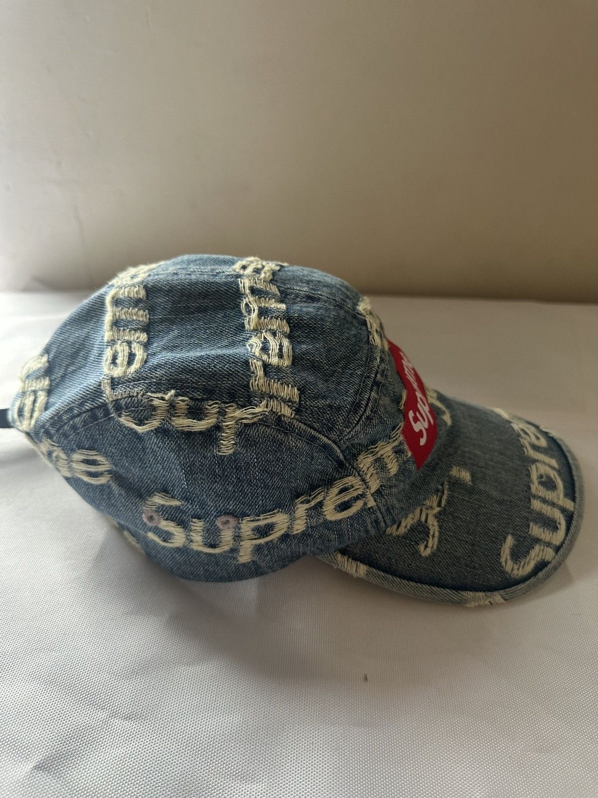 Supreme Supreme Frayed Logos Denim Camp Cap ‘Blue’ SS21 Size ONE SIZE - 3 Thumbnail