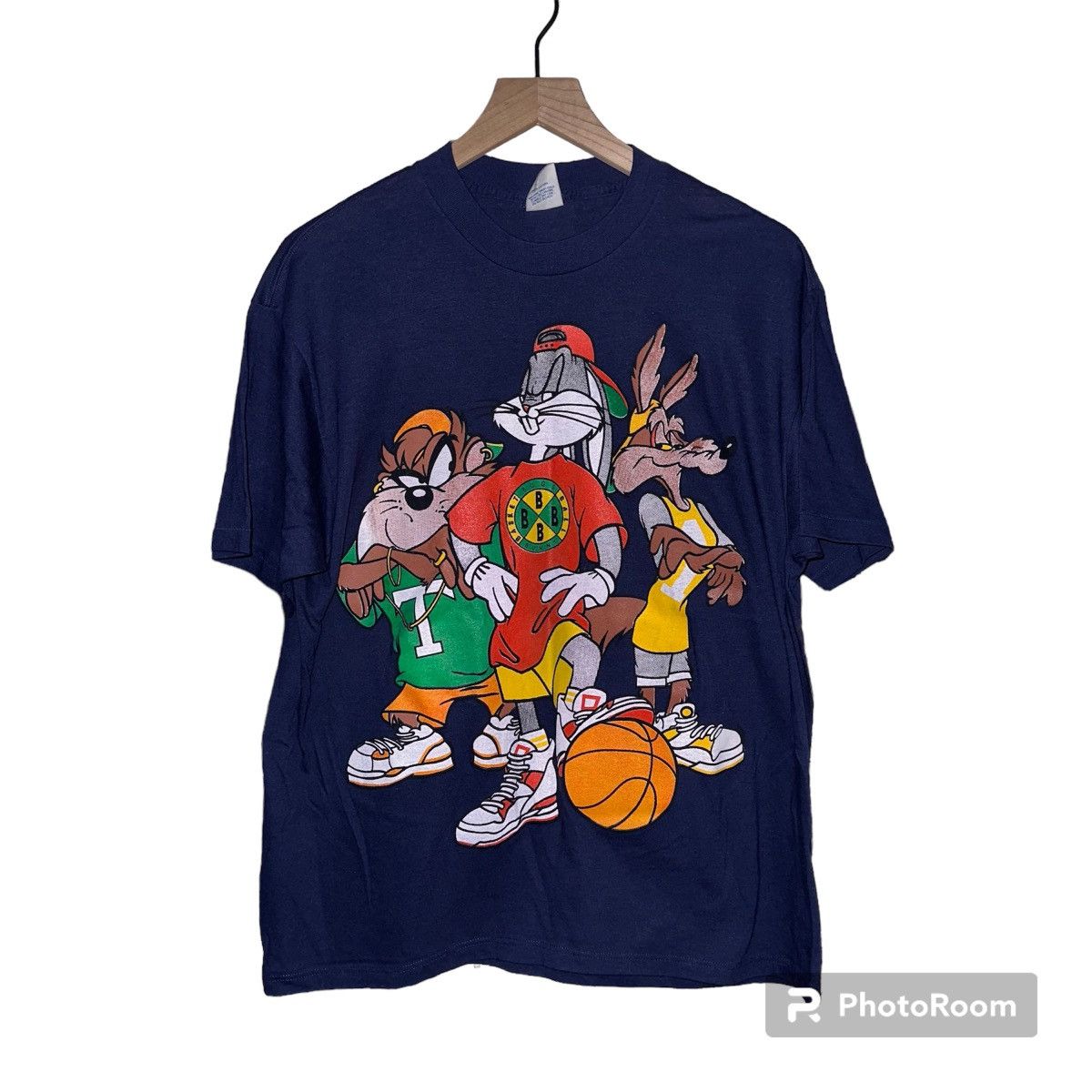 Image of Vintage Looney Tunes T Shirt in Blue, Men's (Size XL)