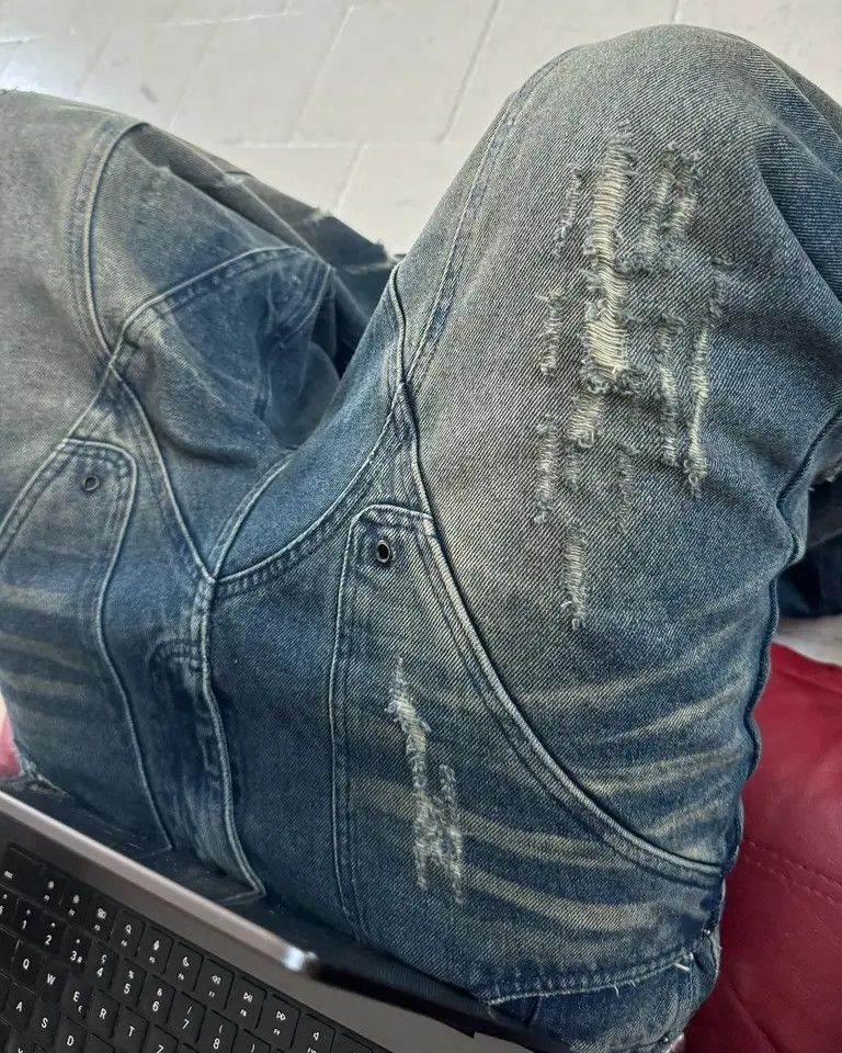 Jean × Vintage Ripped Jeans Retro Slouchy Size US 34 / EU 50 - 4 Thumbnail