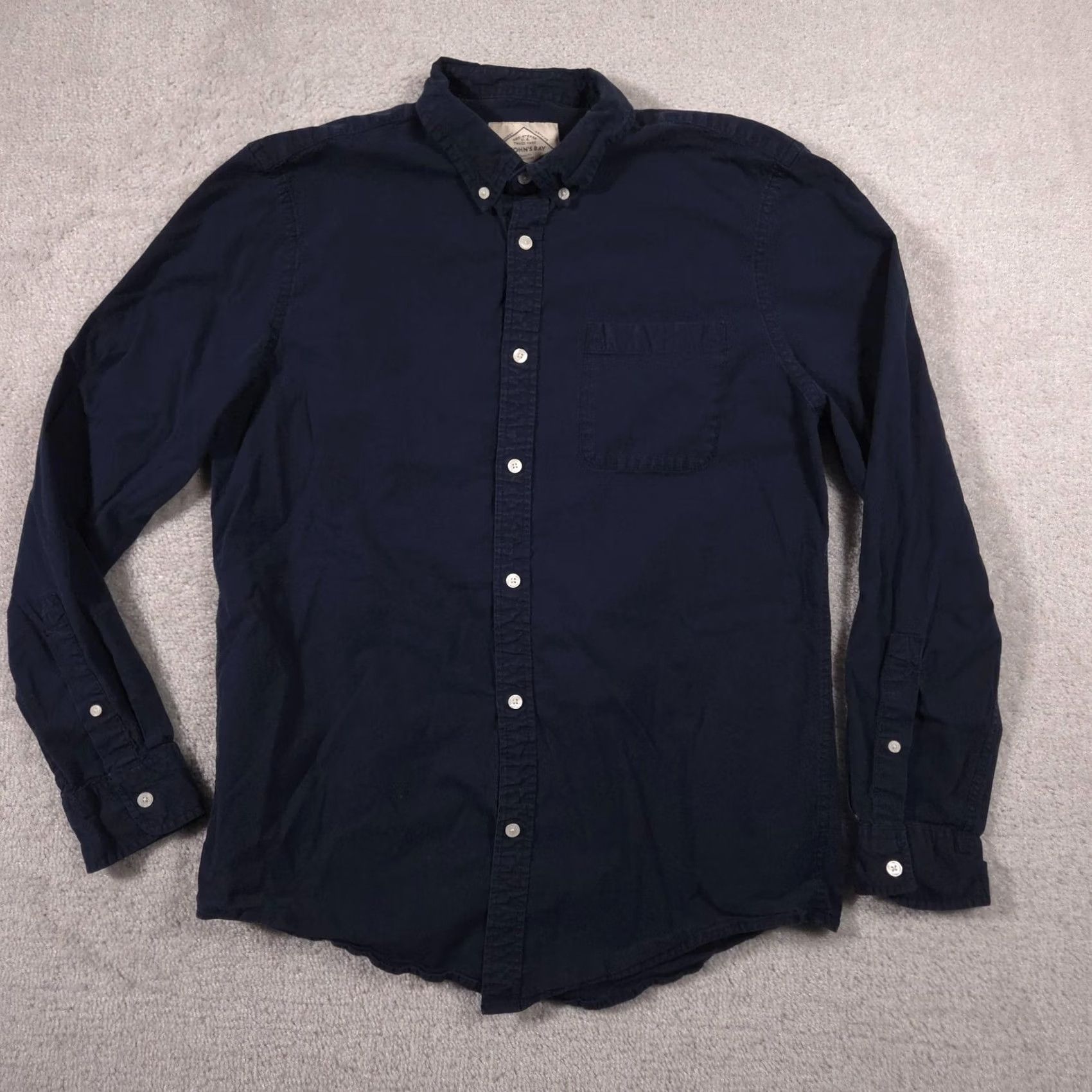 Vintage St. John's Bay Shirt Mens L Blue Solid Stretch Button Front Long Sleeve Casual Size US L / EU 52-54 / 3 - 2 Thumbnail