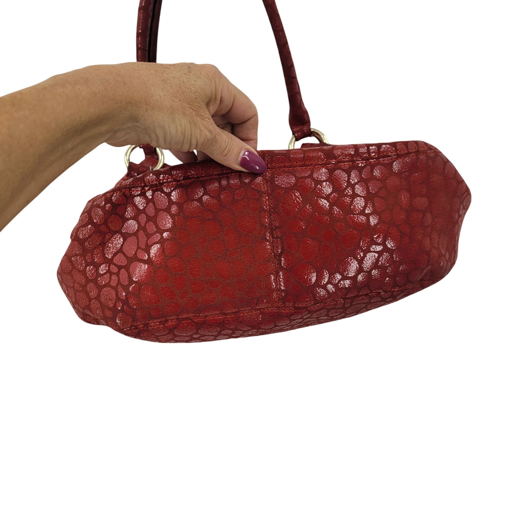 Designer Antonio Melani Red Pebble Textured Leather Hobo Satchel Shou Size ONE SIZE - 3 Thumbnail