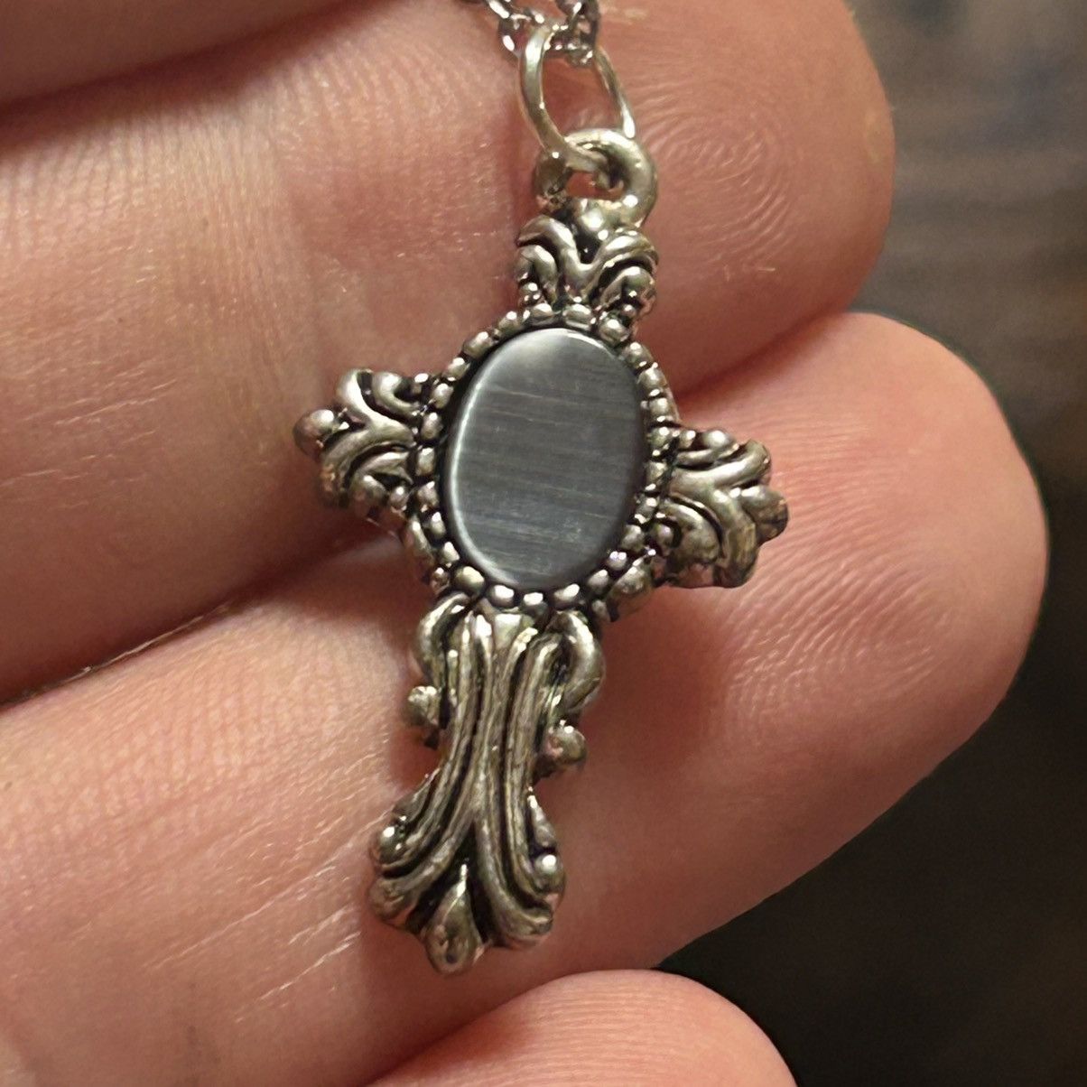 Handmade Handcrafted vintage filigree abalone cross pendant necklace Size ONE SIZE - 6 Thumbnail