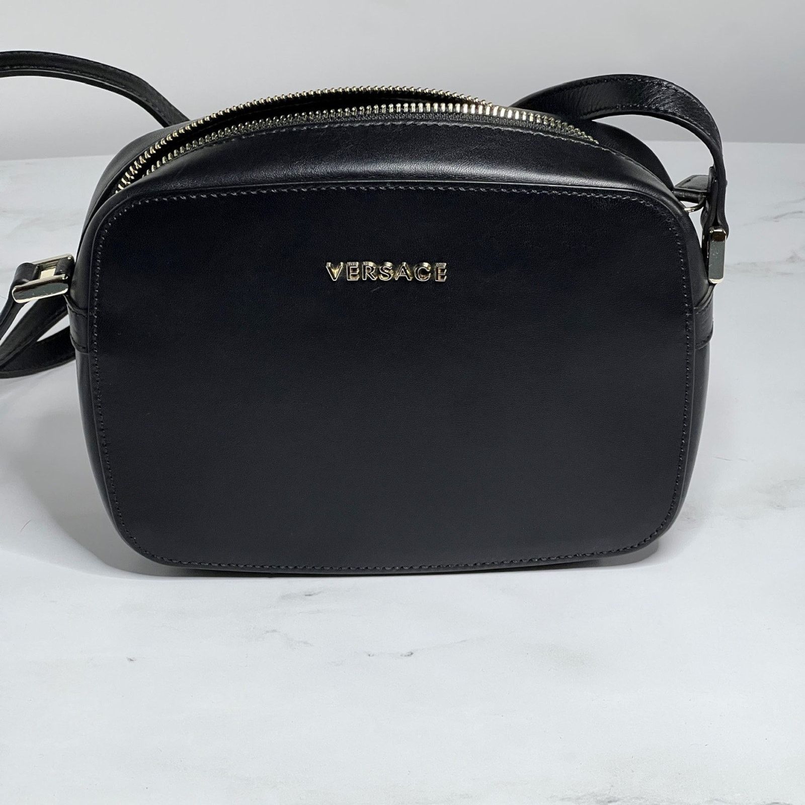 Versace Versace Smooth Leather Camera Crossbody Bag Black MSRP $1095 Size ONE SIZE - 2 Thumbnail
