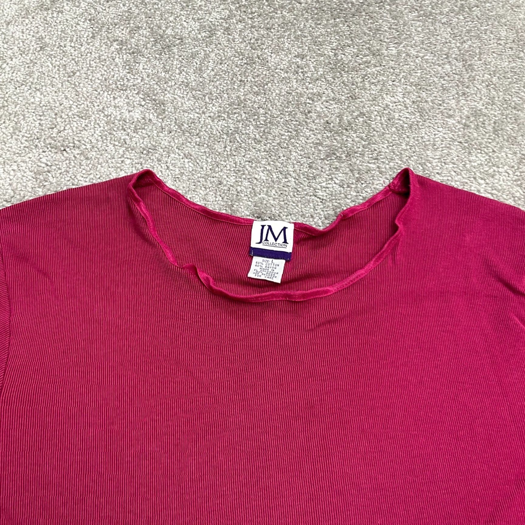 JM Collection JM Collection Basic T-Shirt Womens Large Red Crew Neck Short Sleeve Casual Size L / US 10 / IT 46 - 3 Thumbnail